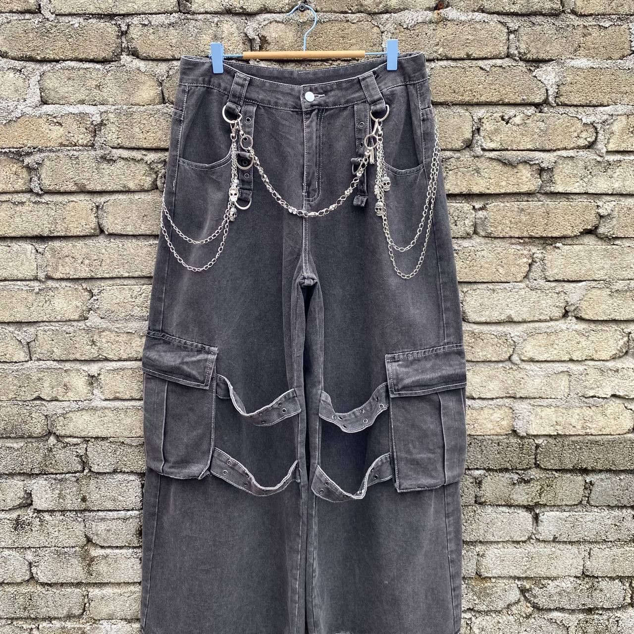 Japanese Brand JAPANESE ROMWE XL SUPER BONDAGE BAGGY RAVER PANT DENIM Size US 32 / EU 48 - 3 Thumbnail