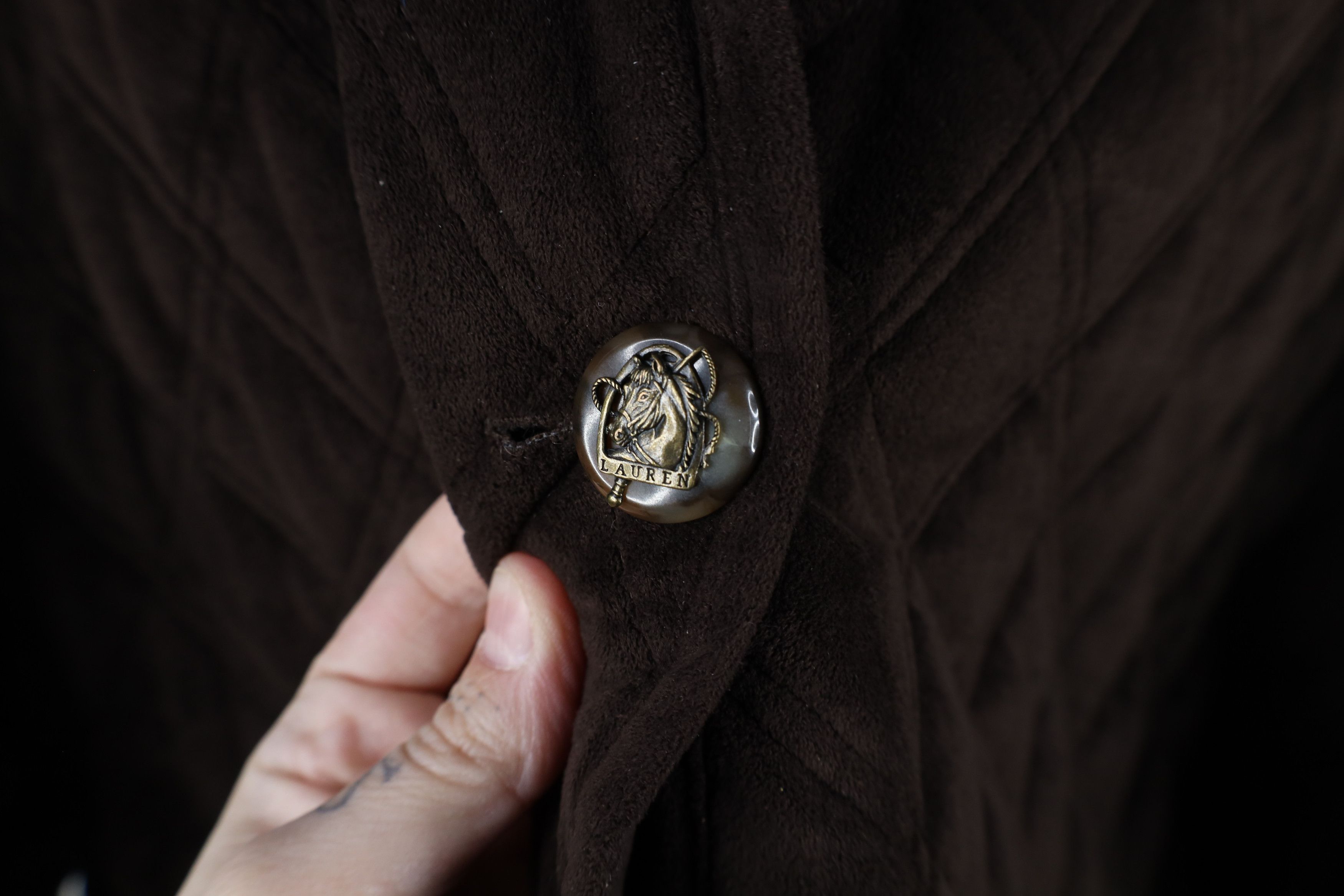 Ralph Lauren × Vintage Vintage 90s Ralph Lauren Quilted Button Jacket Brown Size XL / US 12-14 / IT 48-50 - 6 Thumbnail