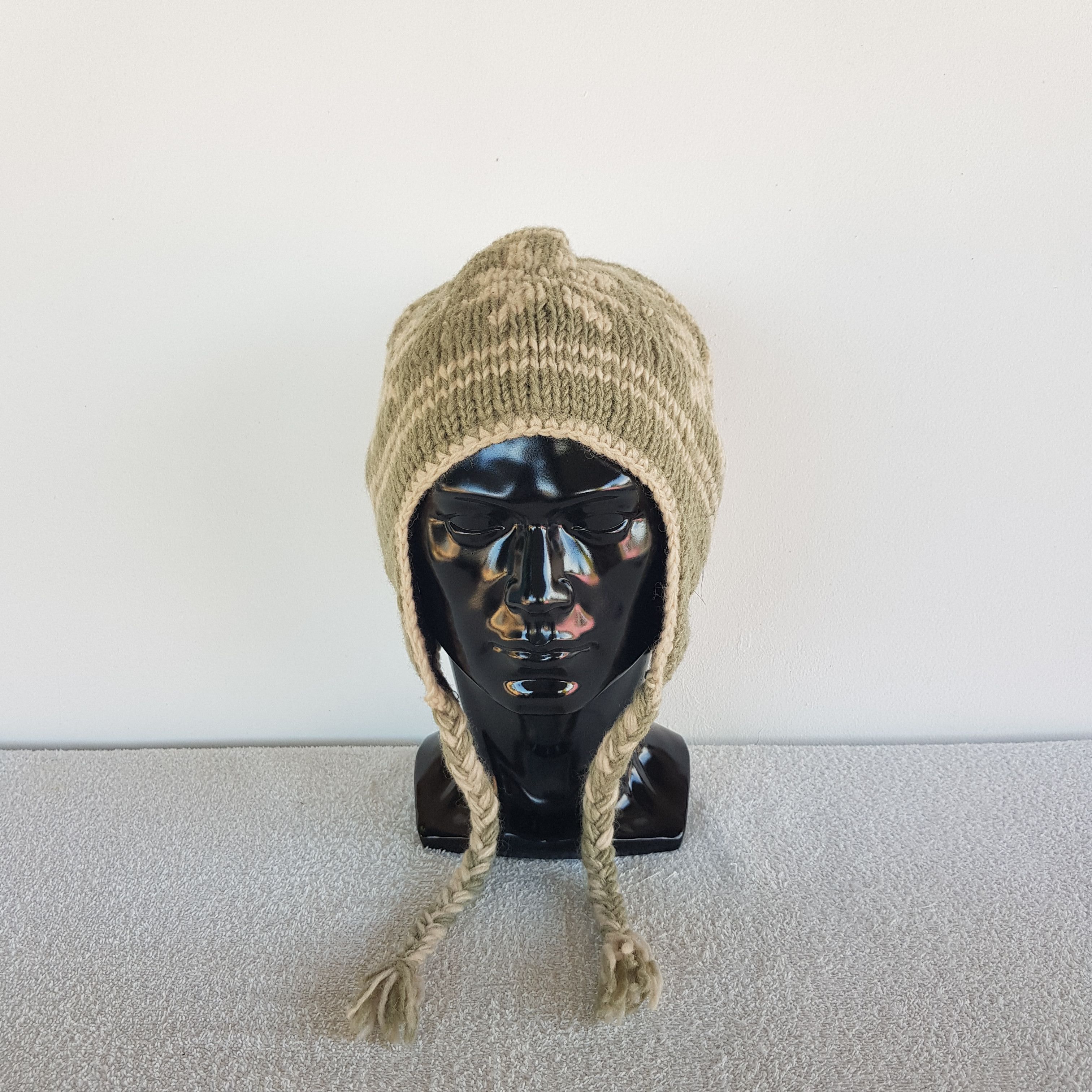 Other Vintage Christmas Earflap Beanie Ribbed Knit Snow Caps Hats Size ONE SIZE - 2 Thumbnail