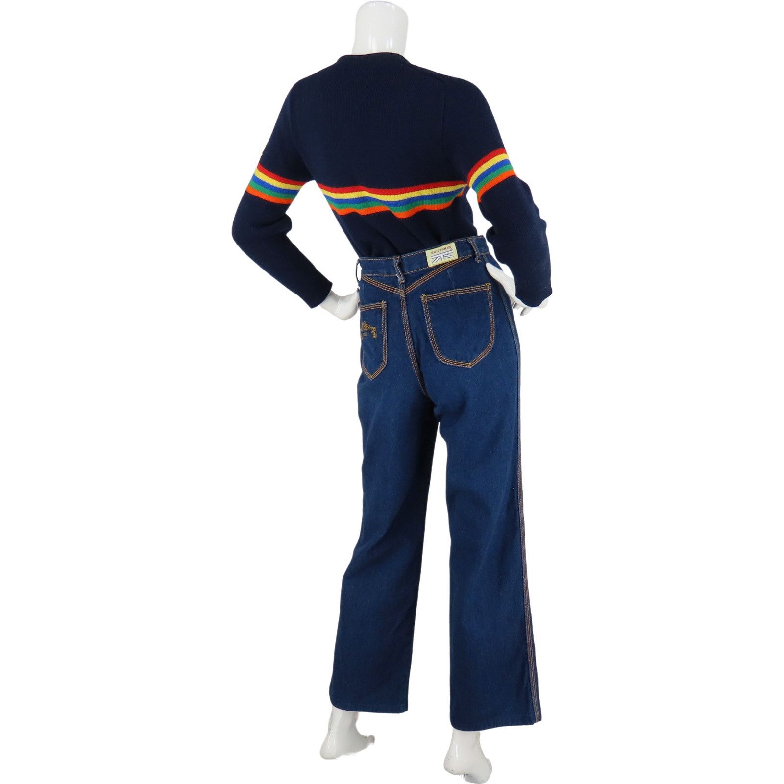 Other 80s 70s Vintage Indigo High Waisted Mom Denim Jeans 37 Size 37" - 15 Thumbnail