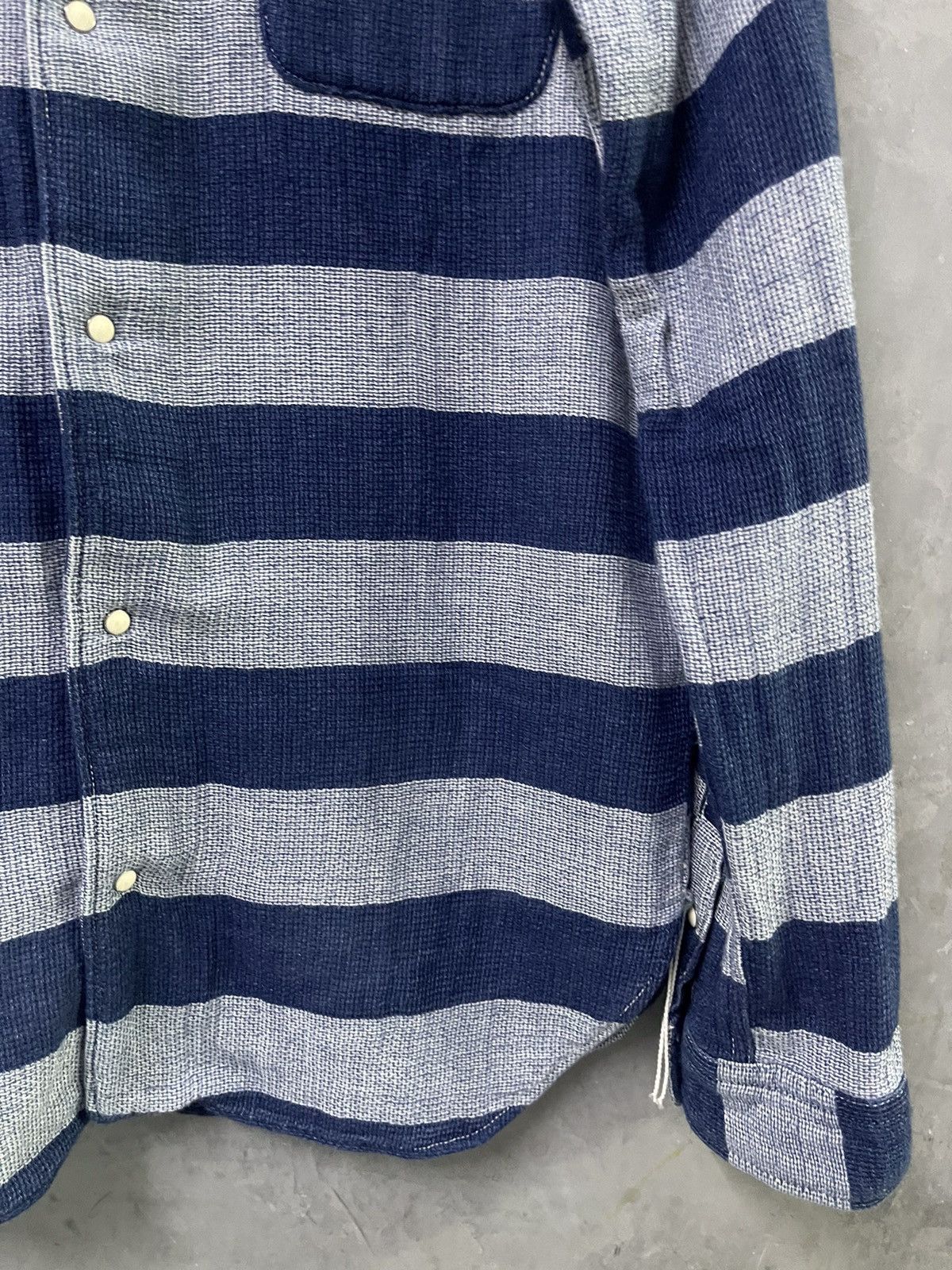 Seveskig Indigo Button Up Snap Button Shirt