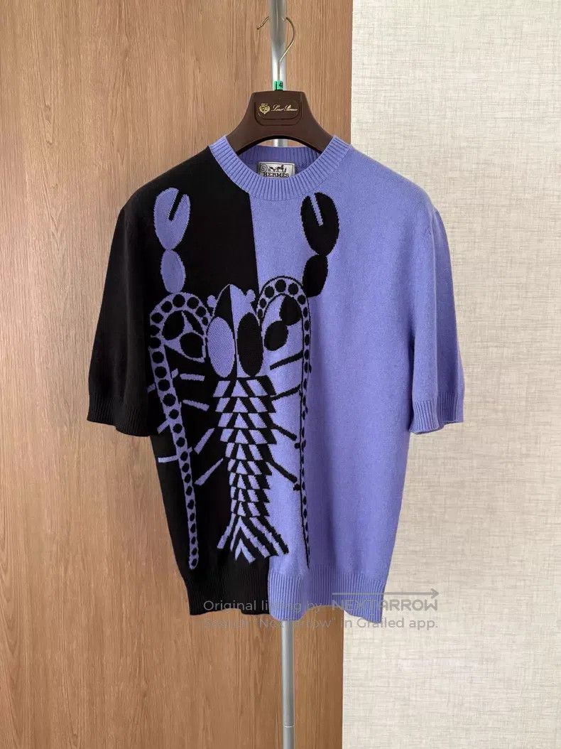 Hermes Hermes Men's Show Version Contrast Cashmere Short Sleeve K Size US M / EU 48-50 / 2 - 1 Thumbnail