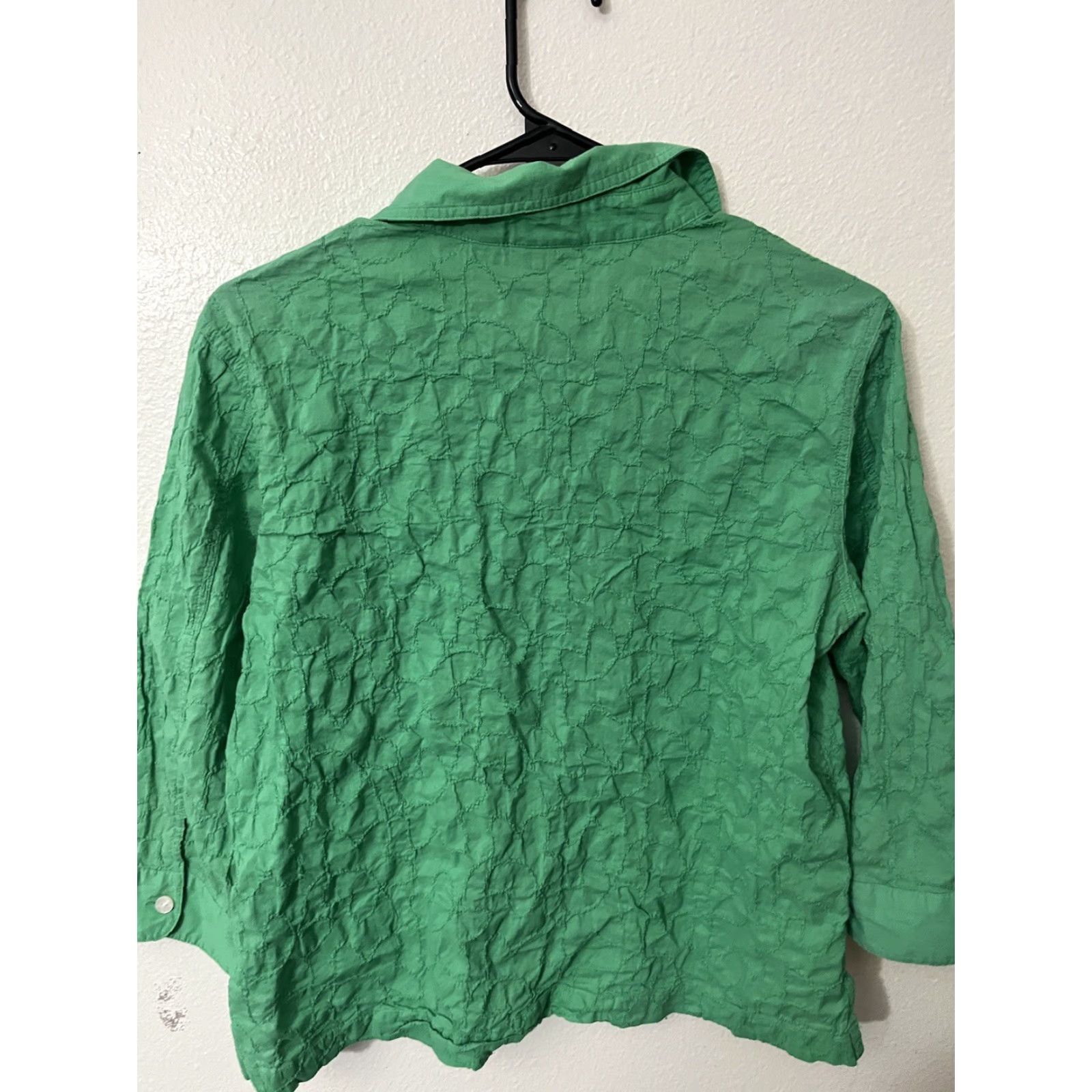Vintage Chico's Womens Shirt Button-Up 3/4 Sleeve Embroidered Spring Green Size 1 Size XS / US 0-2 / IT 36-38 - 2 Thumbnail