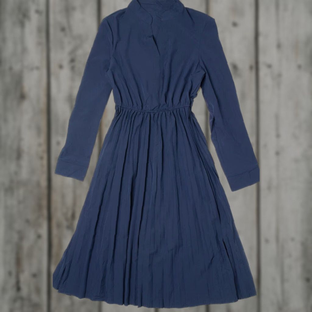 Vintage VINTAGE Navy Cinch Waist Dress XXS Long Sleeve Pleated Skirt 1990s Womens Size XXL / US 16-18 / IT 52-54 - 1 Thumbnail