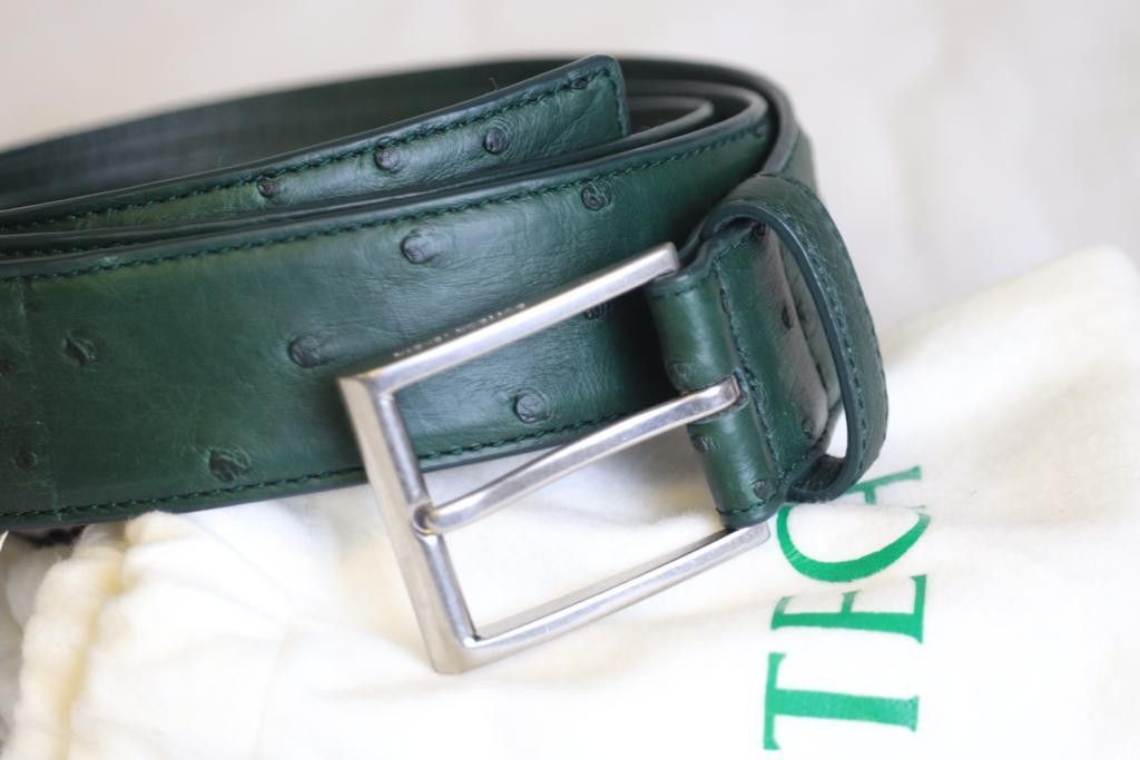 Bottega Veneta o1rshd Ostrich Leather Belt in Pine Green Size ONE SIZE - 2 Thumbnail