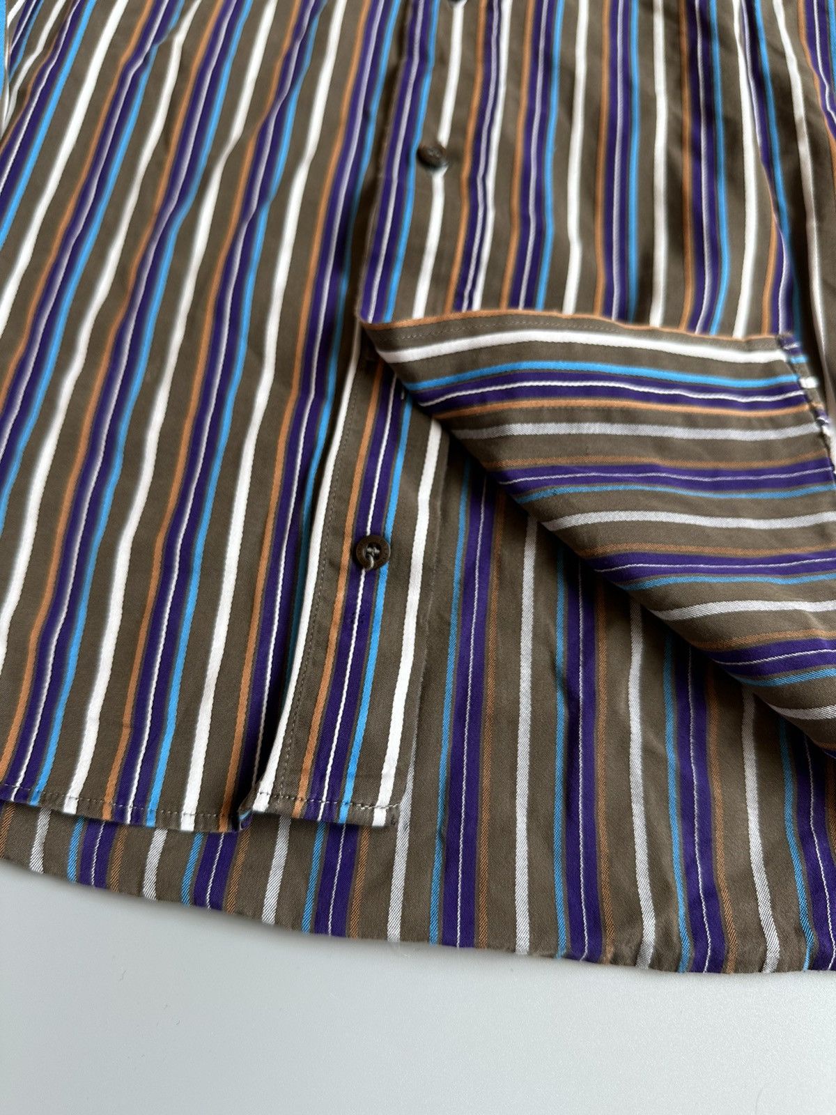 Etro Etro MultiColor Stripe Cotton Button Up Long Sleeve Shirt Size US S / EU 44-46 / 1 - 11 Thumbnail