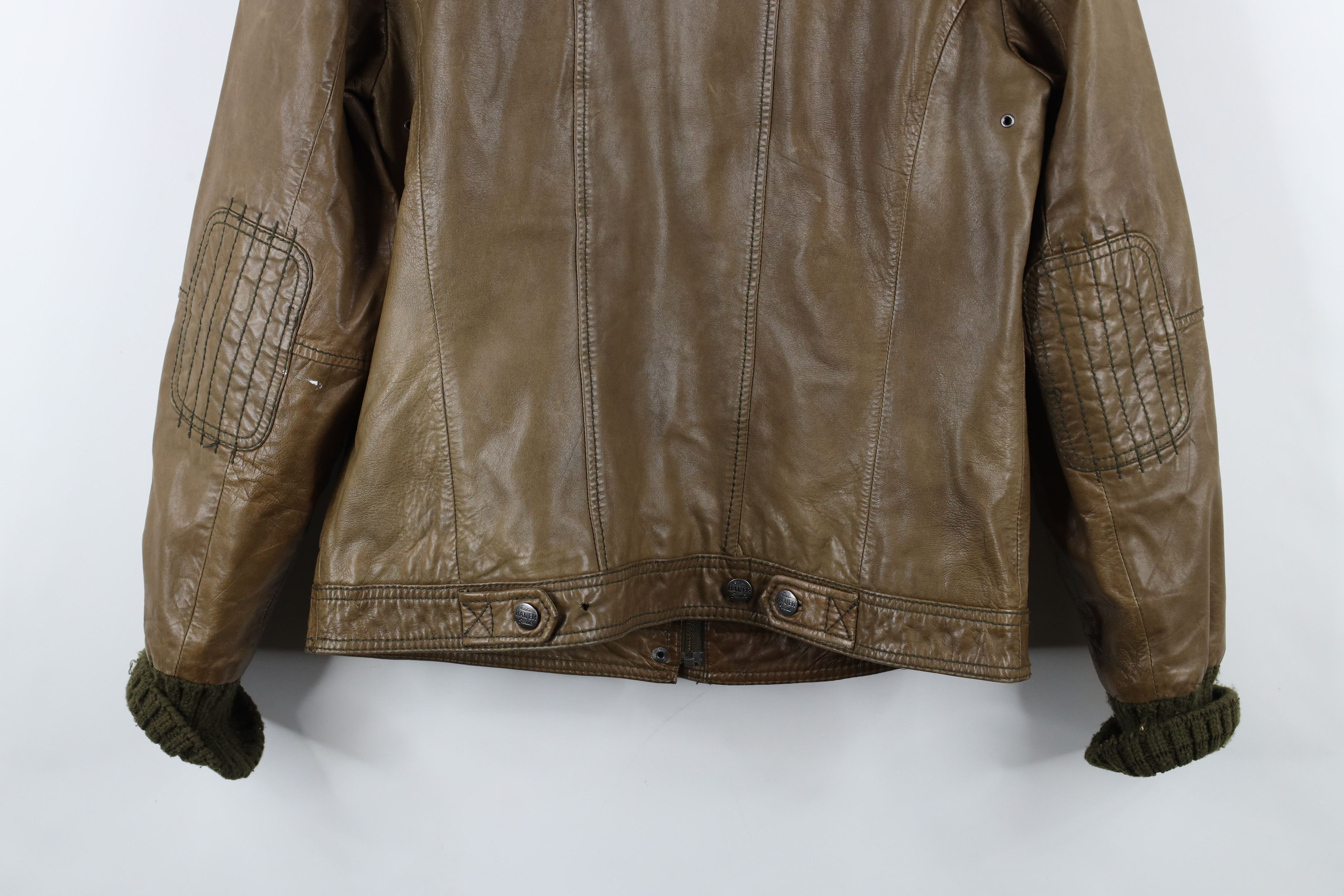 Eddie Bauer × Vintage Vintage Eddie Bauer Soft Lamb Leather Bomber Jacket Green Size L / US 10 / IT 46 - 16 Thumbnail