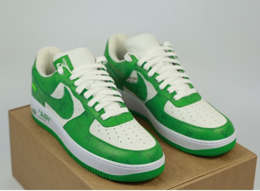 Louis Vuitton AIR FORCE 1 GREEN MONOGRAM SNEAKERS (VERY RARE SIZE) Size US 12 / EU 45 - 4 Thumbnail