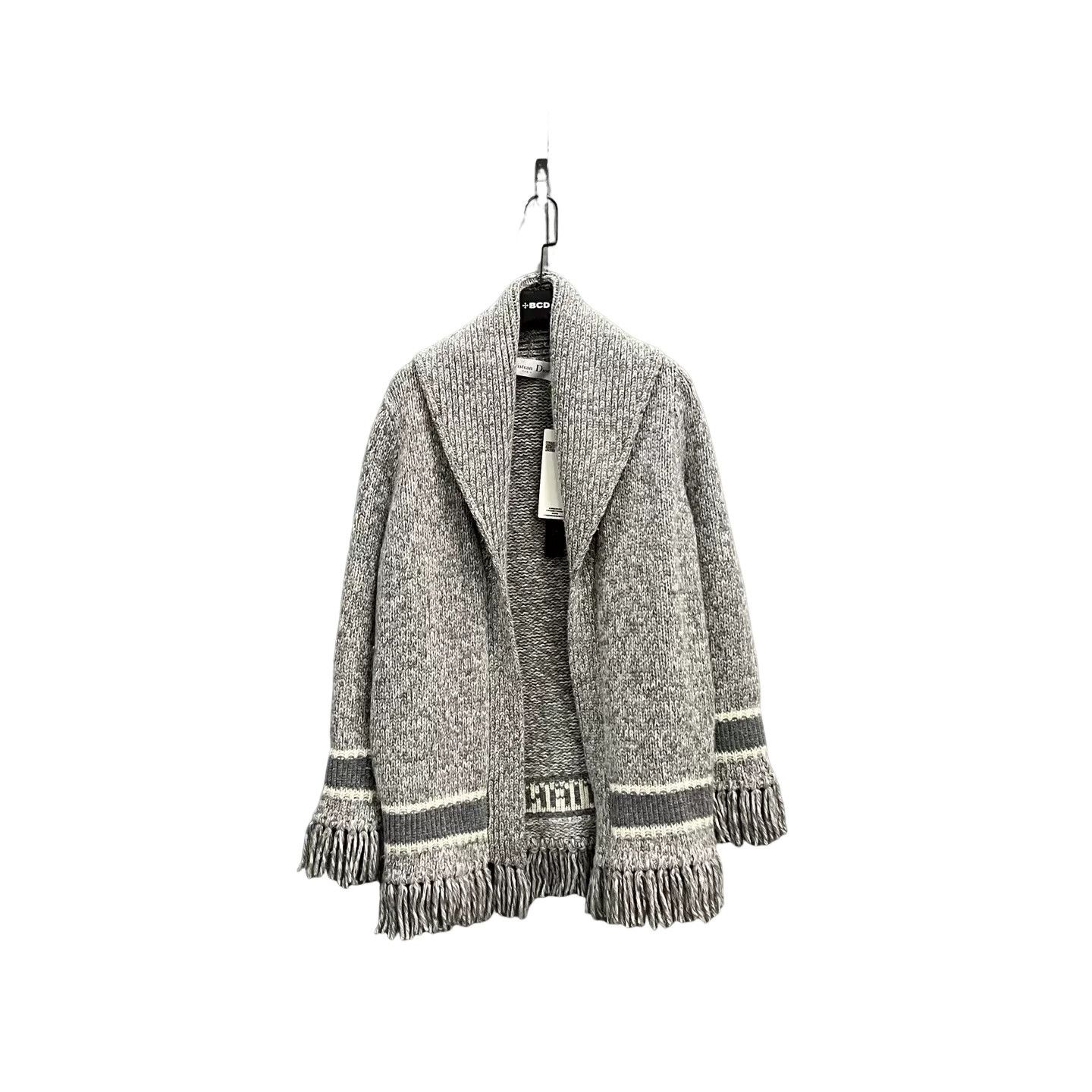 Dior Dior Gray Intarsia Logo Fringe Knit Cardigan FR 34 Size XS / US 0-2 / IT 36-38 - 1 Thumbnail
