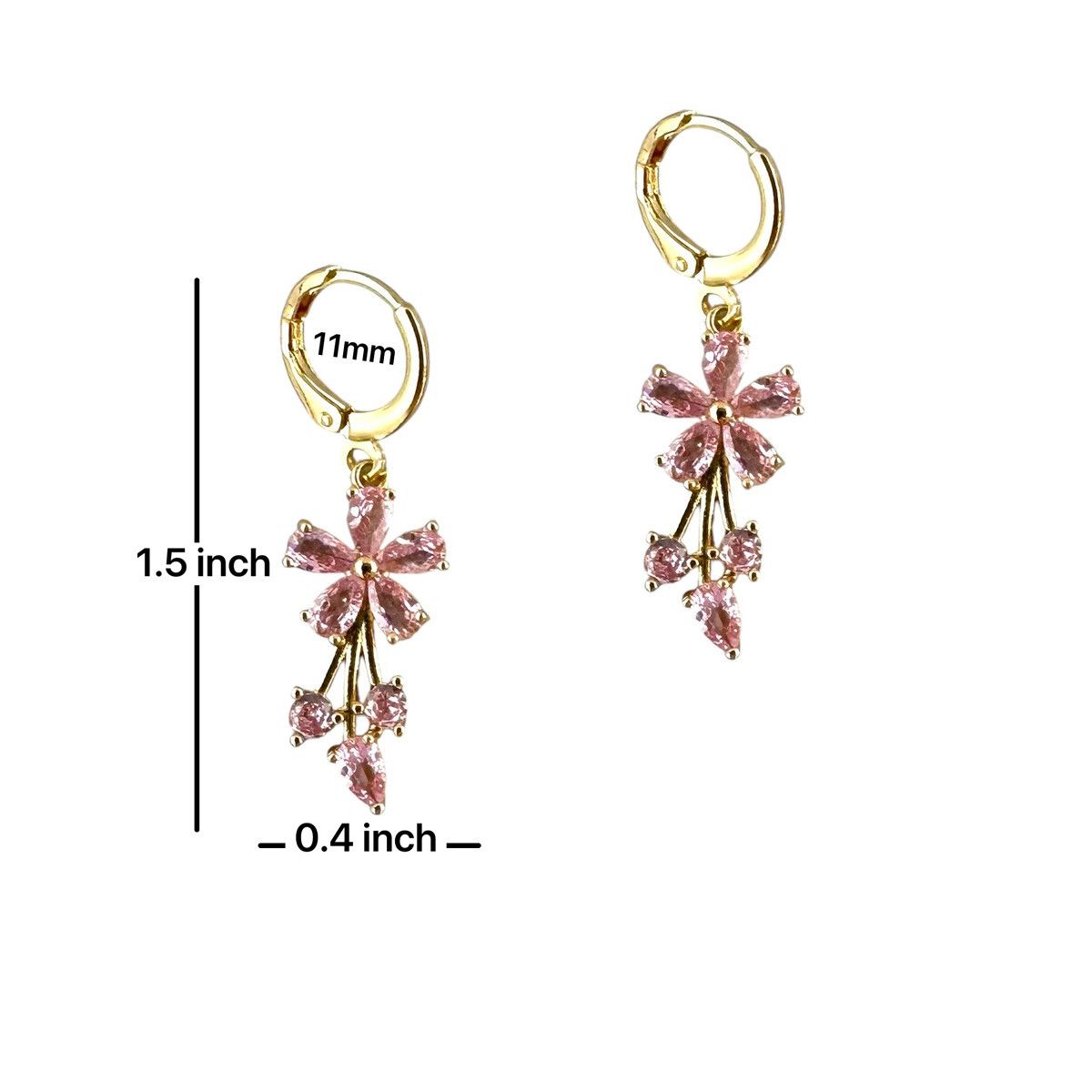 Other Pink Flower Dangle Drop Earrings for Women Size ONE SIZE - 5 Thumbnail