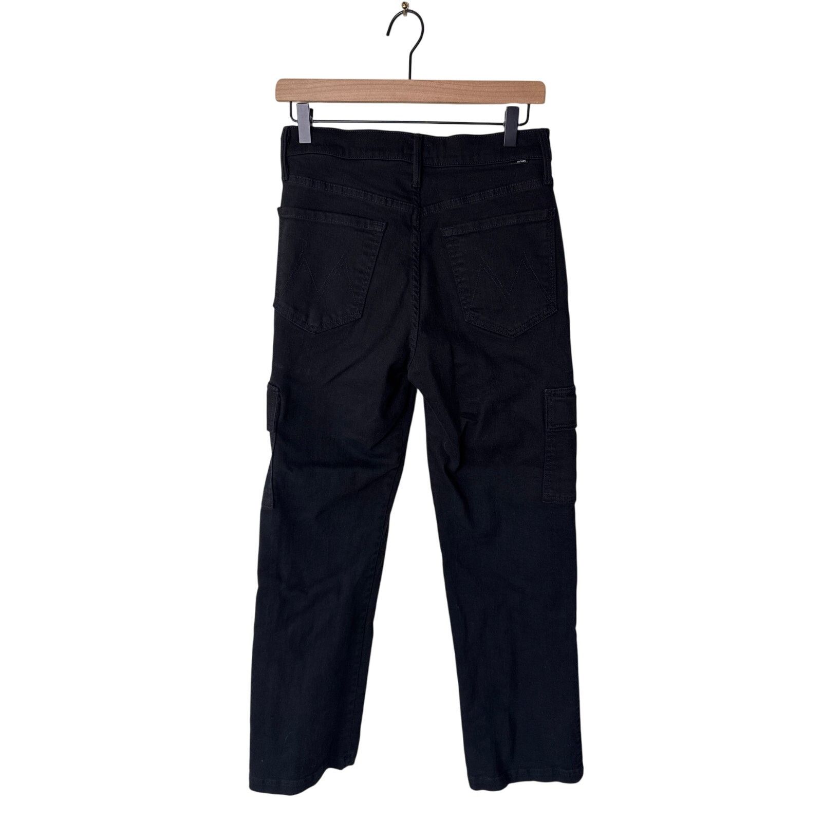 MOTHER MOTHER The Straight Up Rambler Cargo Jeans Pitch Black Size 27" / US 4 / IT 40 - 2 Thumbnail
