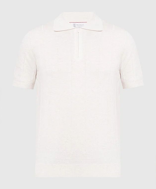 image of Brunello Cucinelli O1W1Db10424 Polo T-Shirt In Beige, Men's (Size XL)