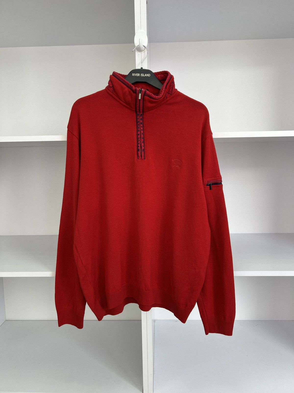 Paul & Shark × Vintage Vintage Paul Shark Red Knit 1/3 Zip Sweater Size US XXL / EU 58 / 5 - 3 Thumbnail