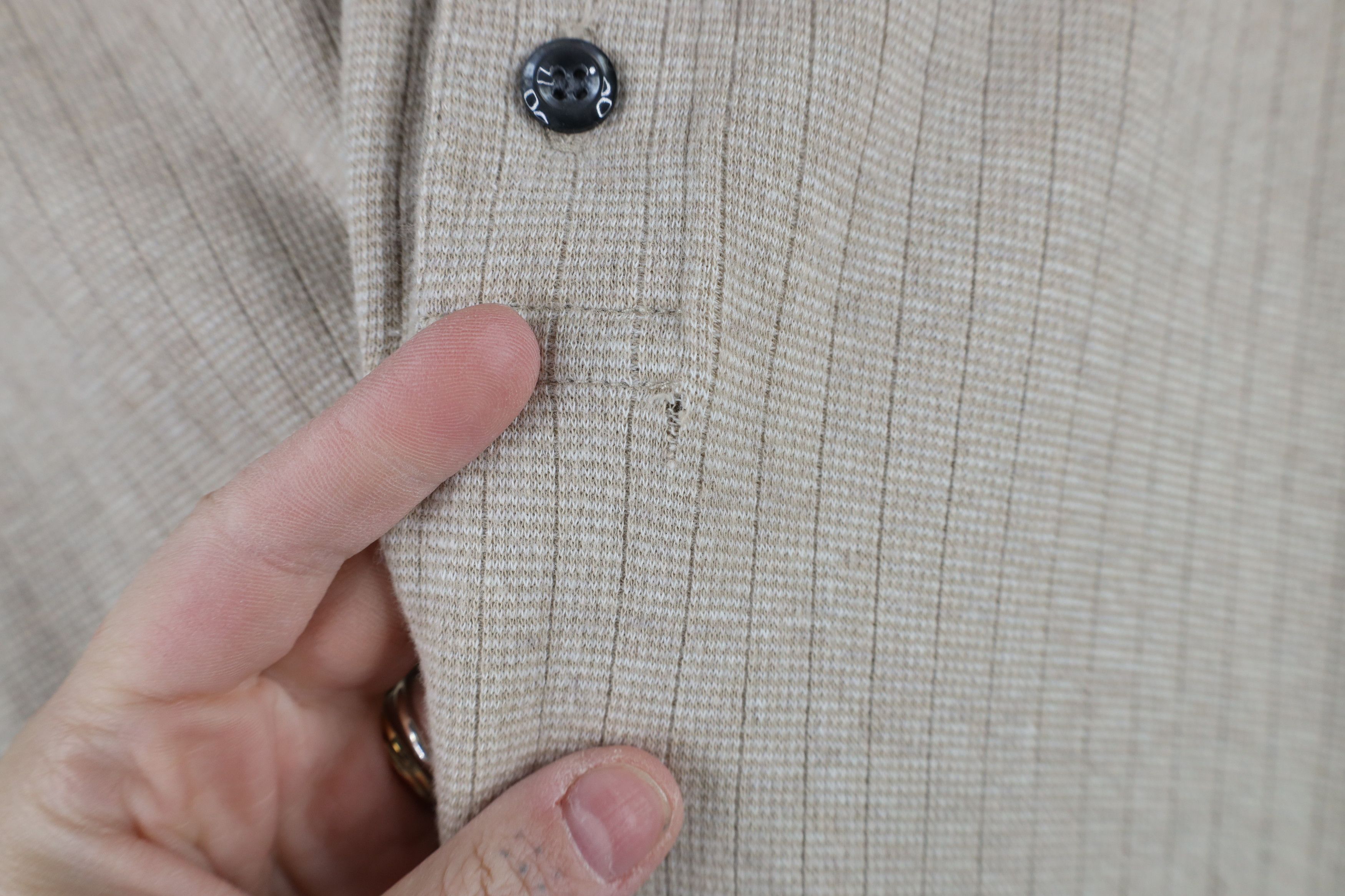 Vintage Vintage 90s Streetwear Long Sleeve Polo Shirt Oatmeal Brown Size US L / EU 52-54 / 3 - 4 Thumbnail