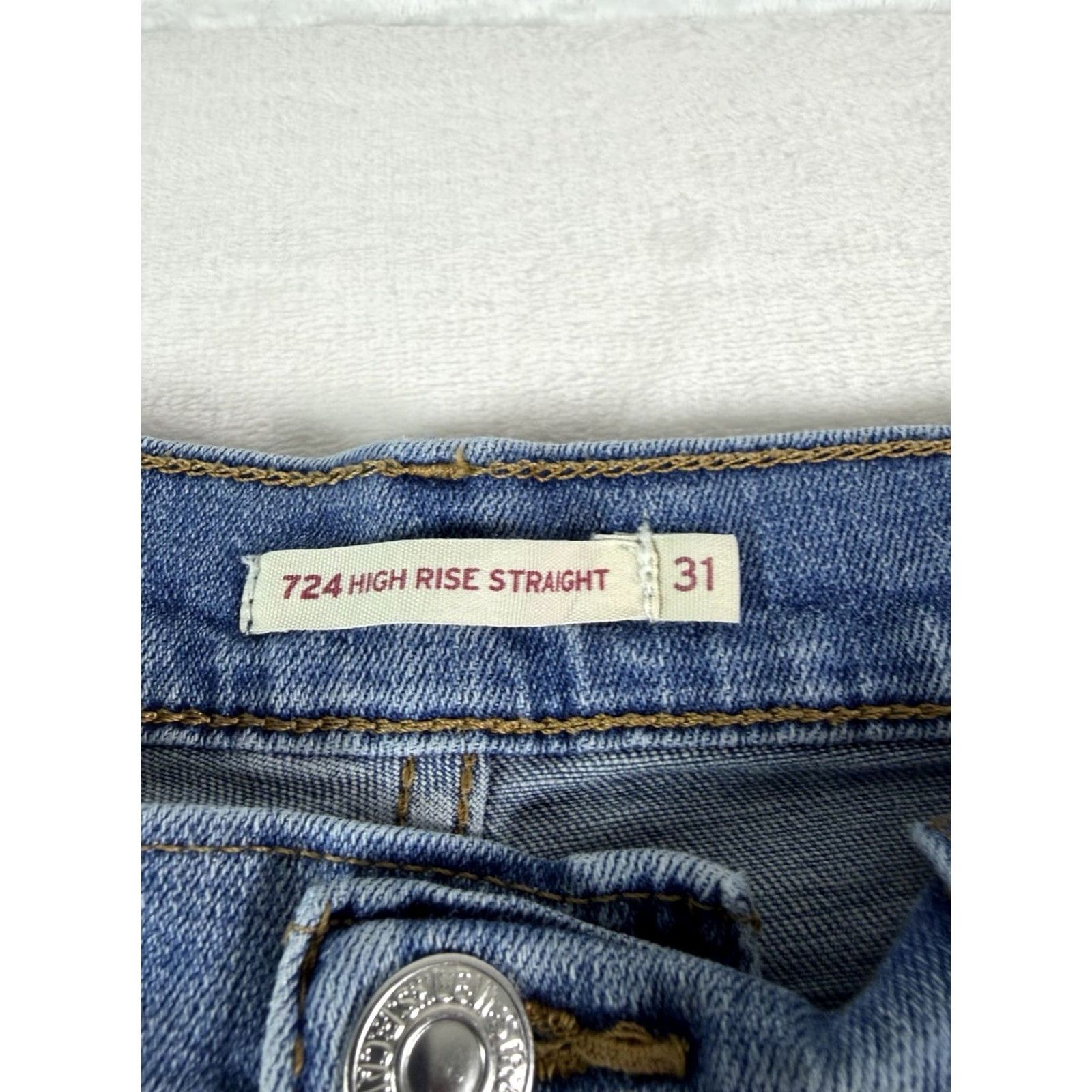 Levi's Levi's Jeans Women's 31x32 Blue Denim Distressed 724 High Rise Straight 5-Pocket Denim Jeans Woman Blue Size 24" / US 00 / IT 34 - 3 Thumbnail