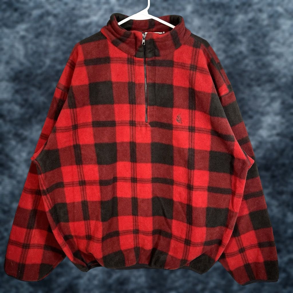 Nautica VTG Nautica Plaid Check Pullover Jacket 2XL Men Red 1/4 Zip Fleece Jacket USA Made Vintage New with Tags Size US XXL / EU 58 / 5 - 1 Thumbnail
