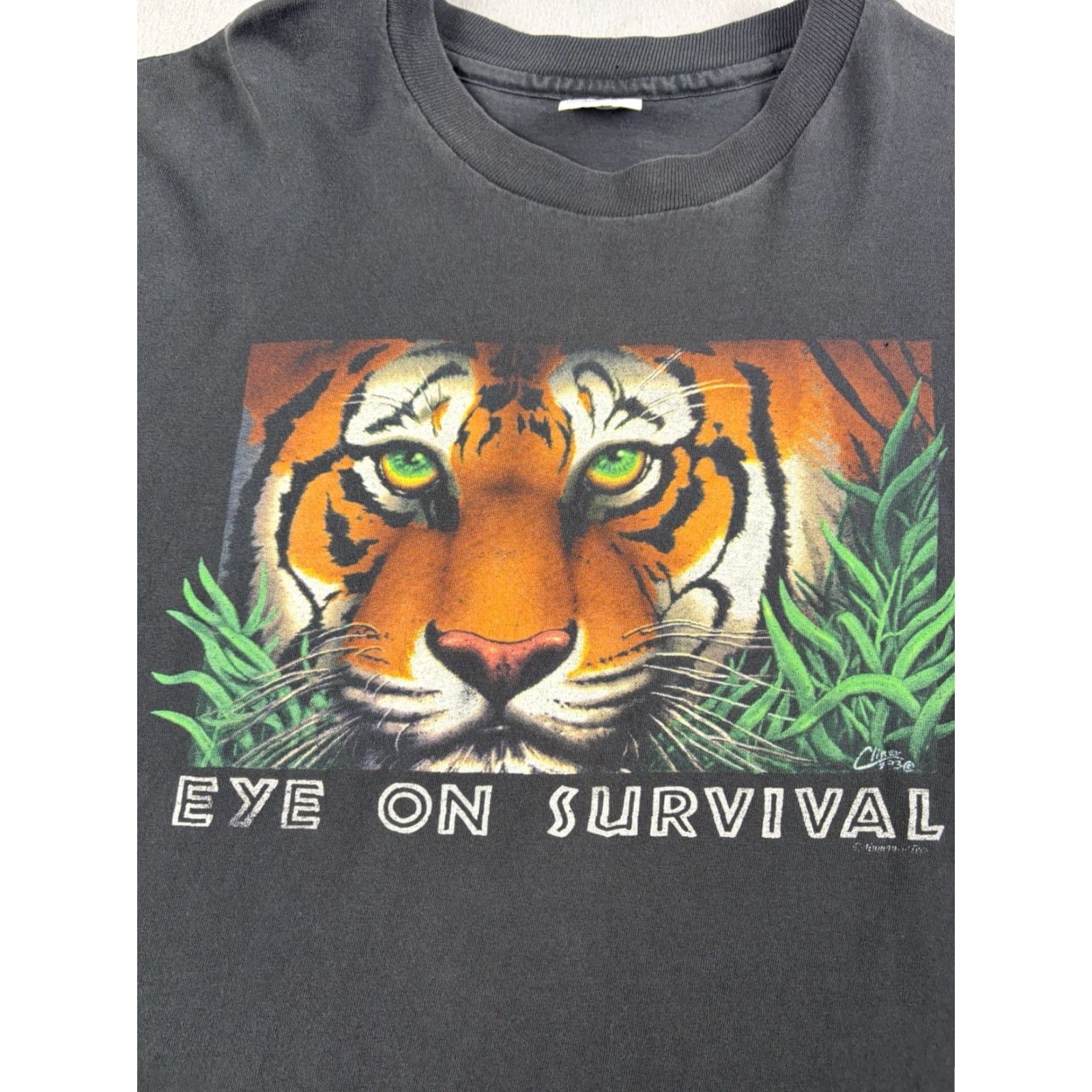 Anvil VINTAGE Eye On Survival Tiger T Shirt Size Large Black Longsleeve Human i Tees Size US L / EU 52-54 / 3 - 2 Thumbnail