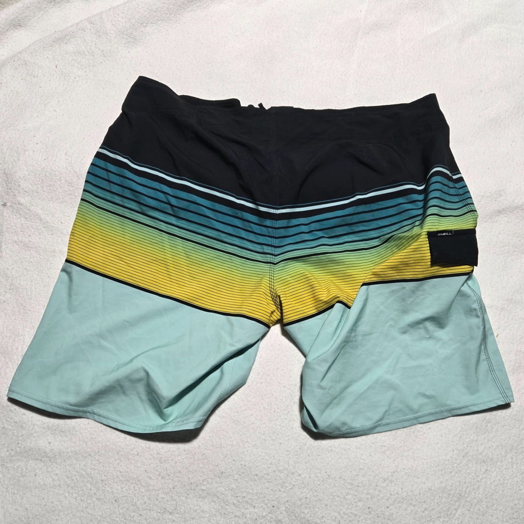 O'Neill O’Neill Swim Trunks Surf Shorts Men 42 Stripe Multicolor Board Shorts Pockets Drawstring Beach 90s (if applicable) Mens Size US 42 / EU 58 - 7 Thumbnail