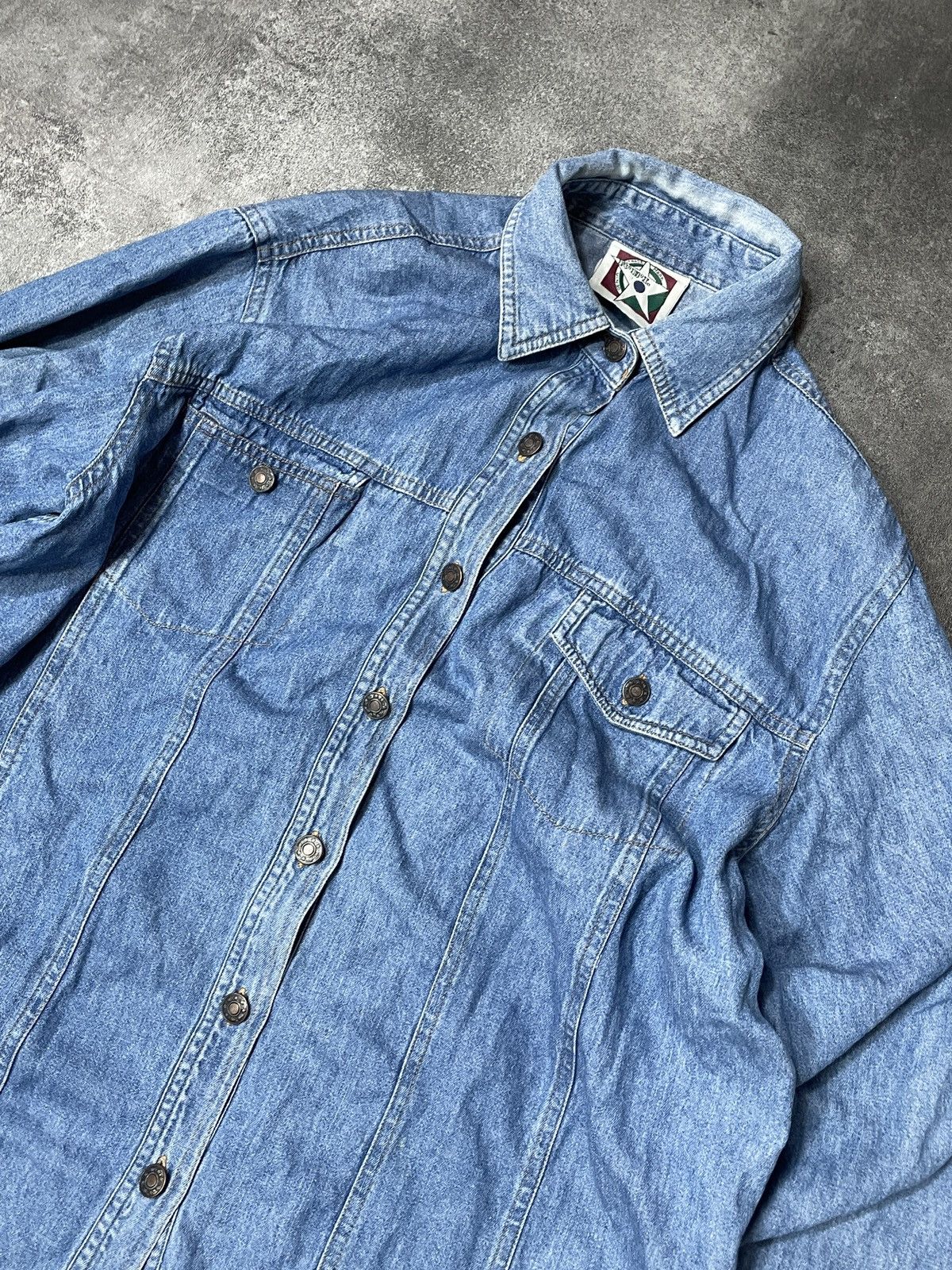 Vintage 🔥Offers🔥Vintage Y2K Denim Shirt Boxy Fit Wide Rare Size US XL / EU 56 / 4 - 2 Thumbnail