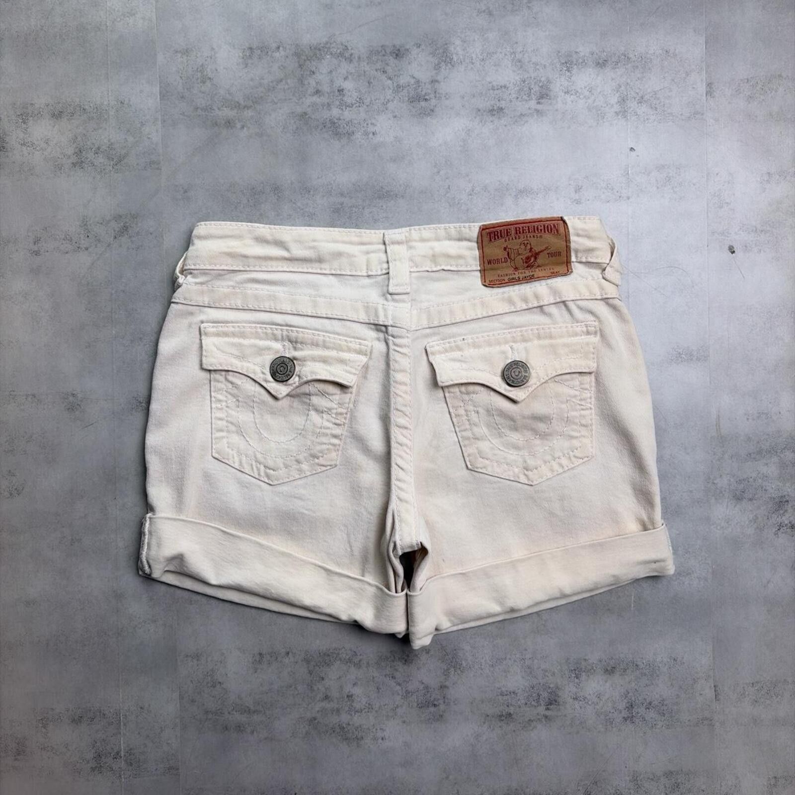 True Religion Y2K White True Religion Grunge Mini Denim Shorts Size 30" / US 8 / IT 44 - 1 Thumbnail