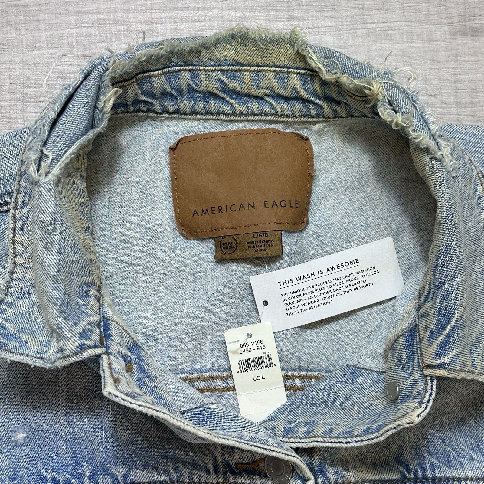American Eagle Outfitters American Eagle Aerie Distressed Womens Oversized Jean Jacket Size L / US 10 / IT 46 - 6 Thumbnail