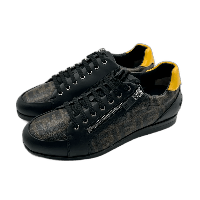 Fendi Fendi Black Brown Logo Lace-Up Sneakers Size US 8.5 / EU 41-42 - 1 Thumbnail