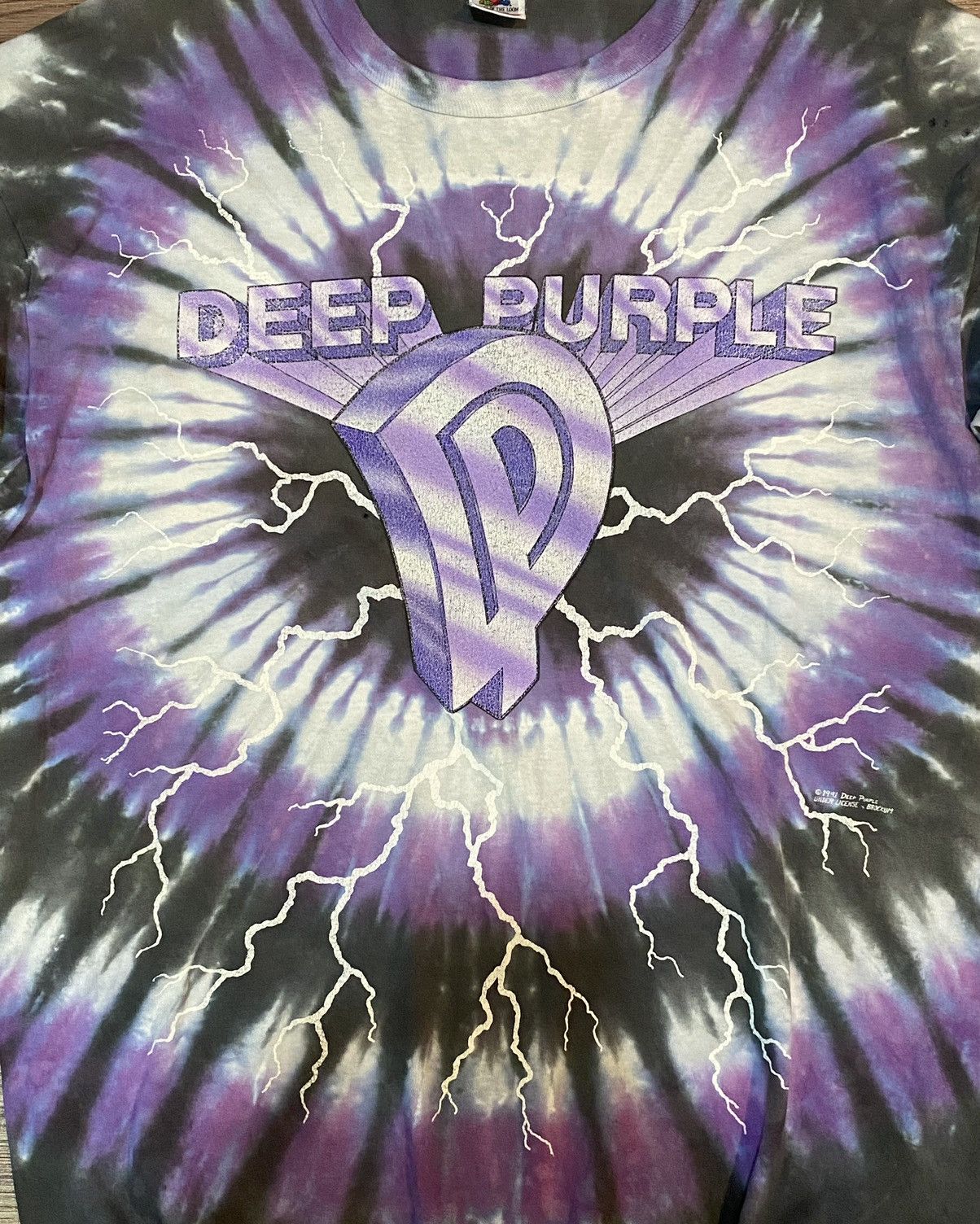 Fruit Of The Loom Tshirt Vintage Deep Purple 1991 Slaves And Masters Thunder Size US XL / EU 56 / 4 - 3 Thumbnail
