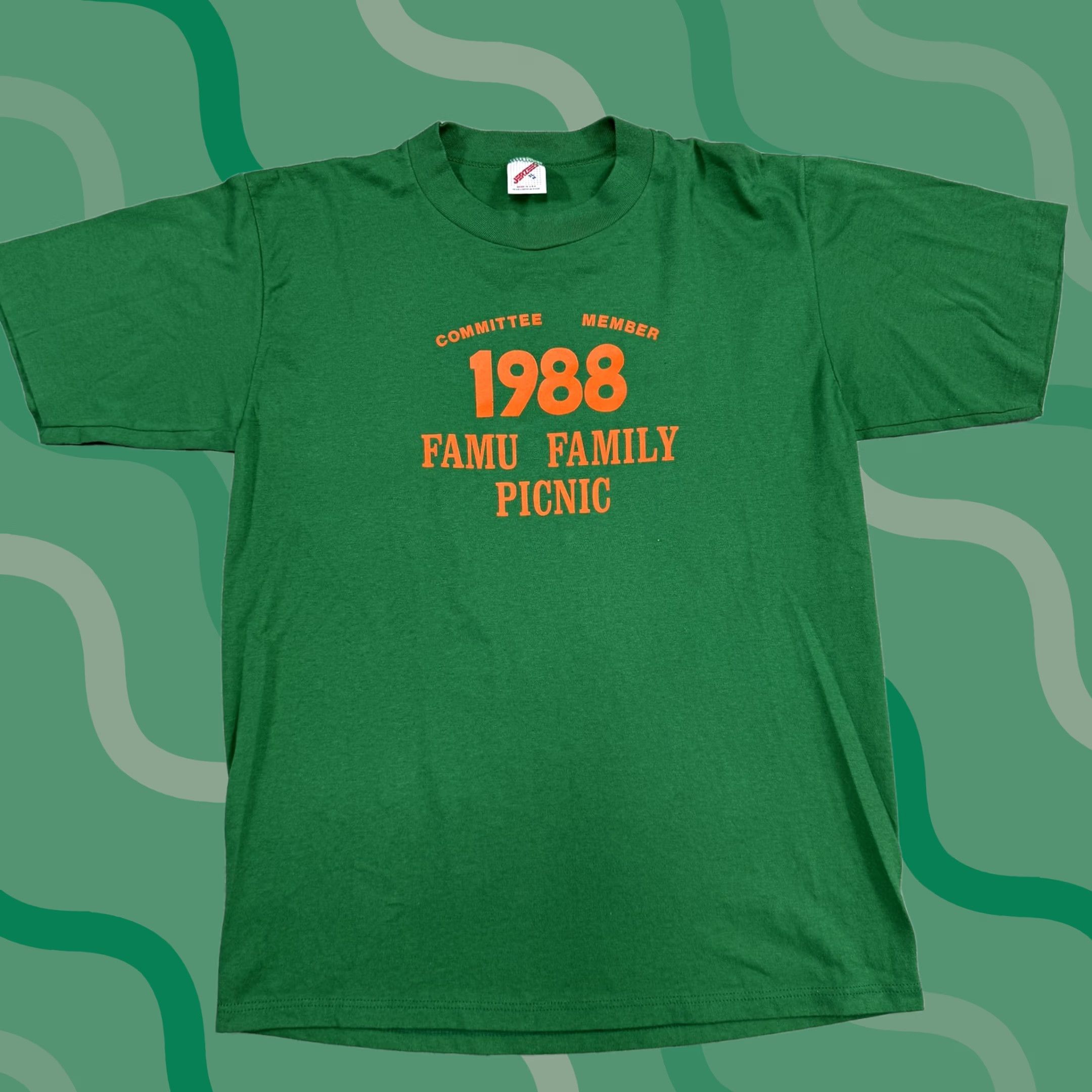 Jerzees VINTAGE FAMU Rattlers Shirt Mens Large Green 80s Event 1988 Jersey Cotton Graphic Print Crew Neck T-Shirt Size US L / EU 52-54 / 3 - 1 Thumbnail