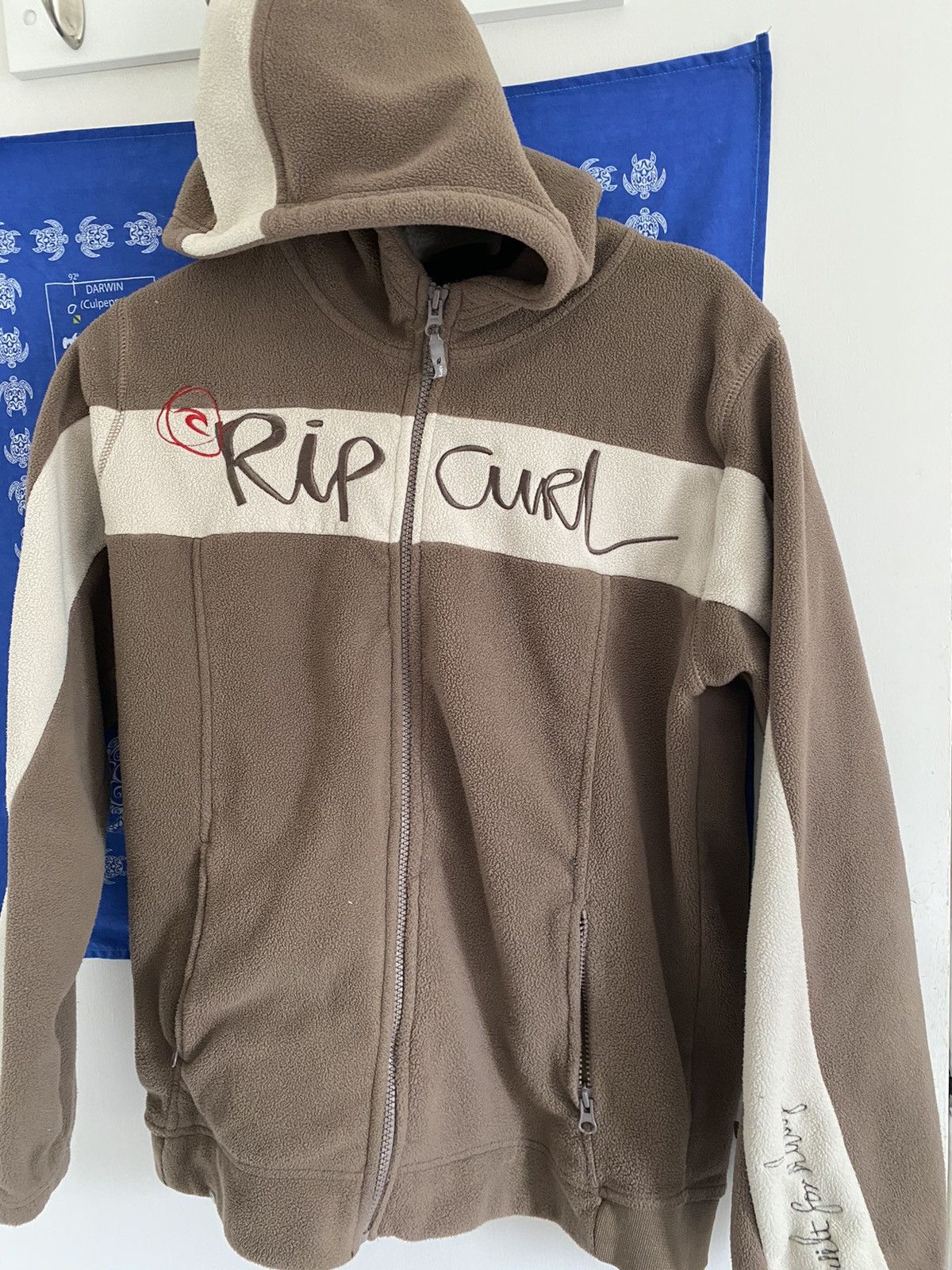 image of Rip Curl Y2K Brown Unique Vintage Fleece Skate Surf Style, Men's (Size Small)