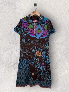 Asymmetric Dress, Geometric Pattern - Black - Dresses - Ivko Woman