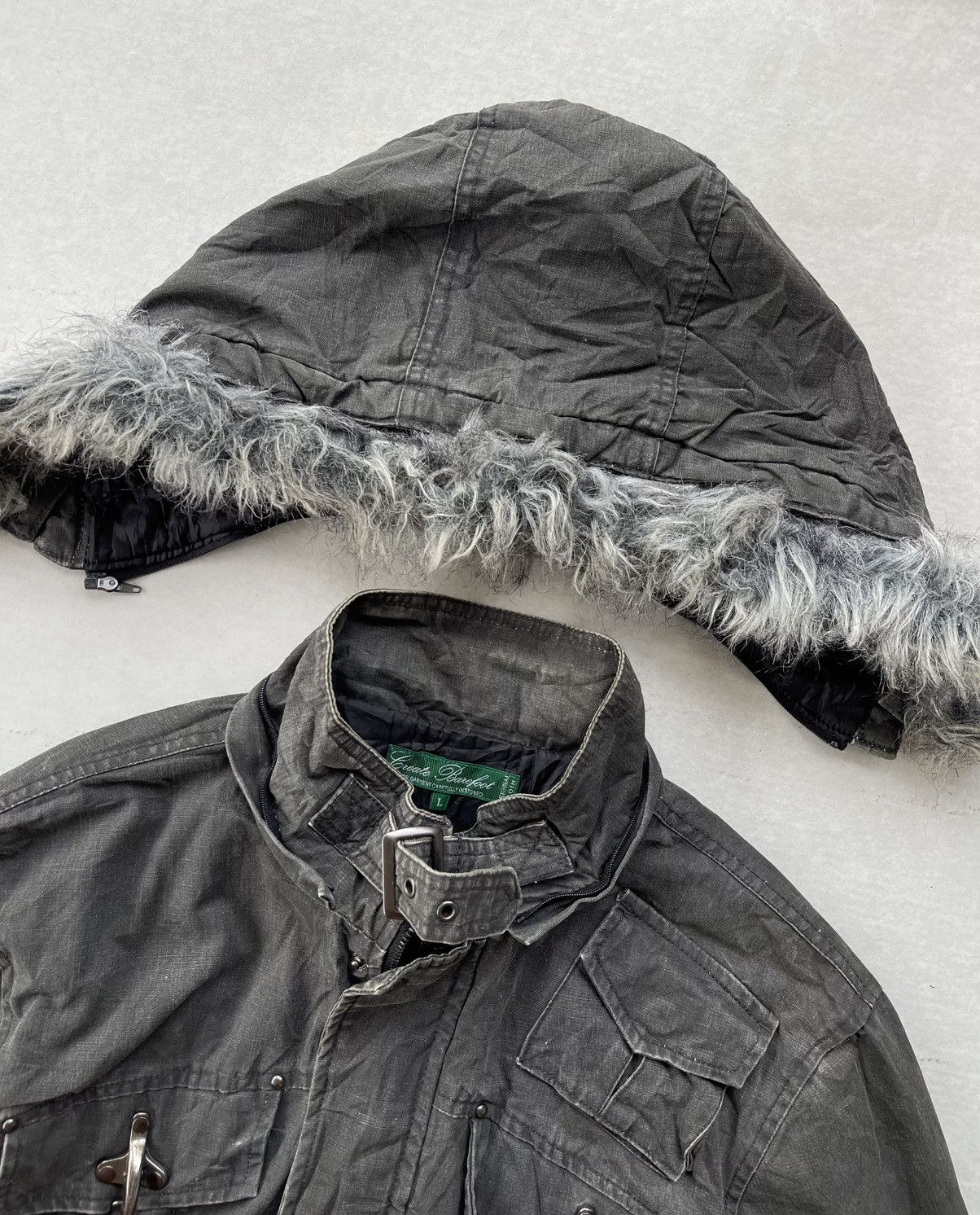 If Six Was Nine 🔥Vintage Create Barefoot Fireman Clasp Faux Fur Hood Jacket Size US L / EU 52-54 / 3 - 9 Thumbnail