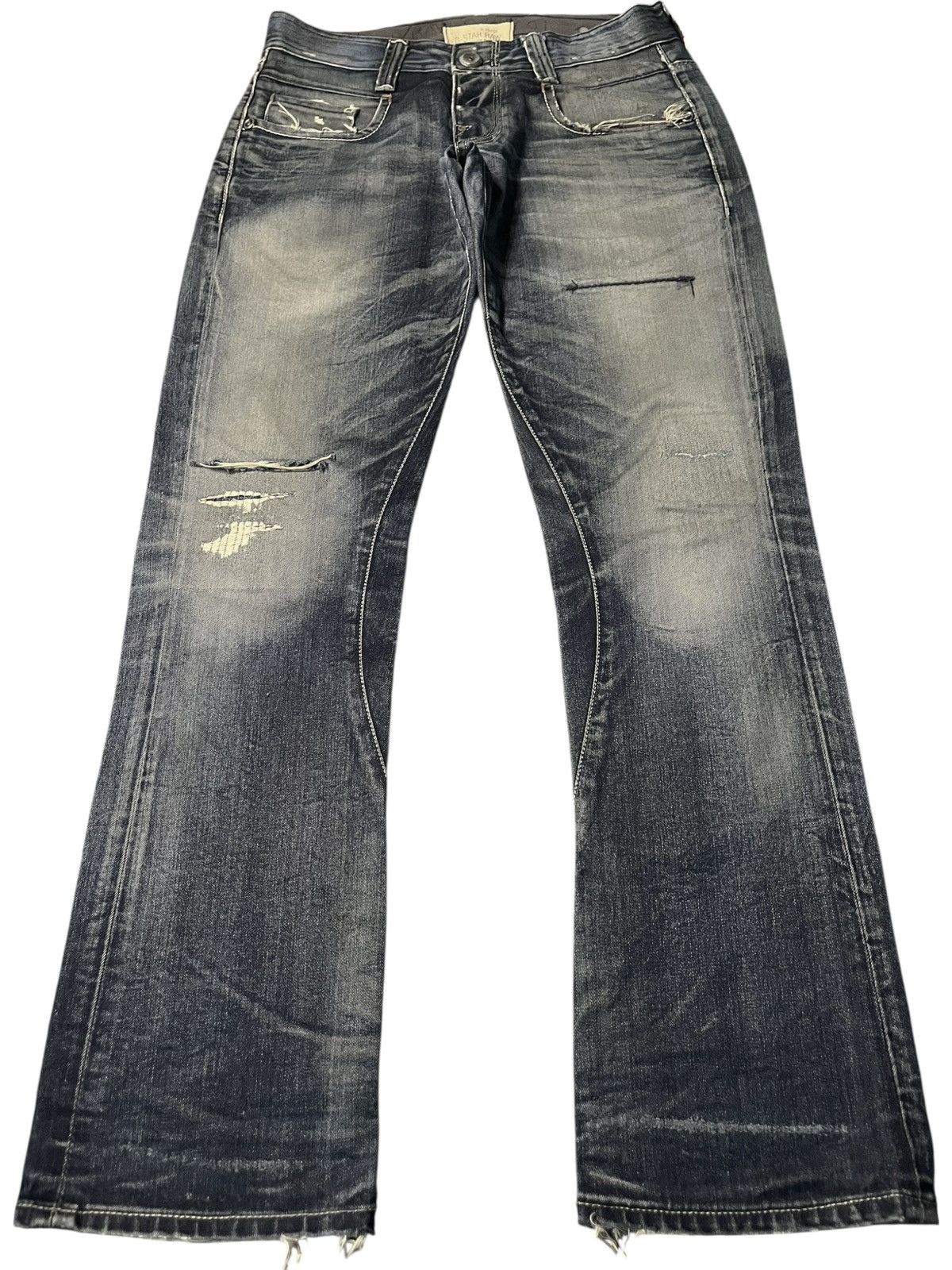 G-Star Vintage Italy G Star Raw Mud Wash Distressed Jeans Size US 31 - 1 Thumbnail