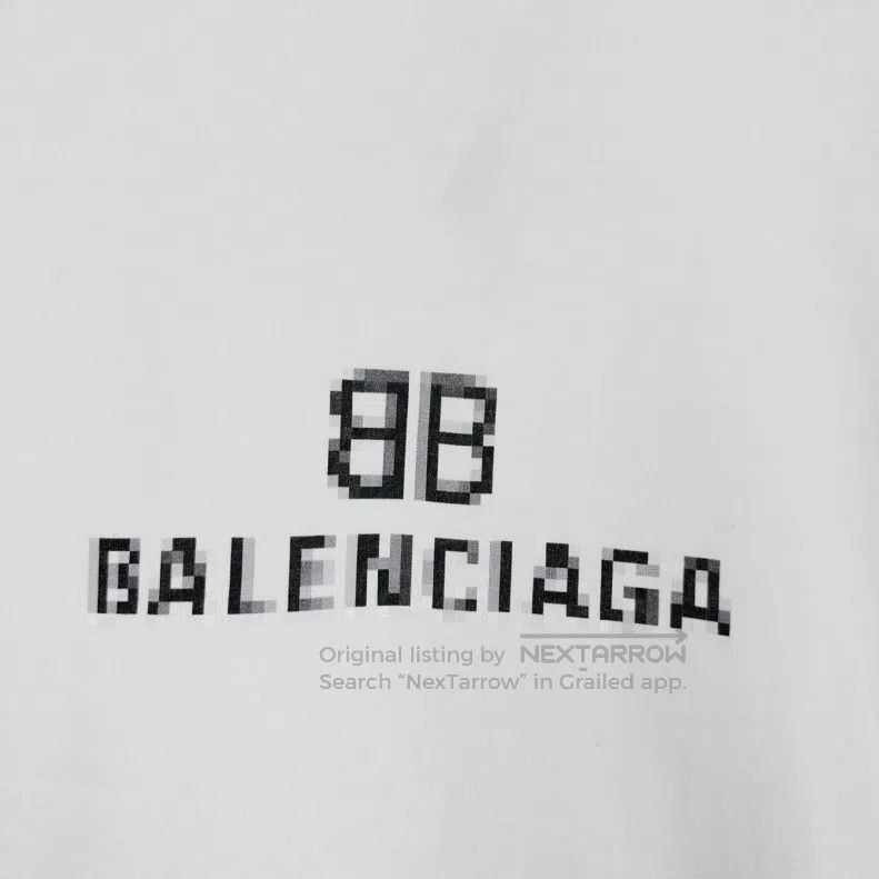 Balenciaga Balenciaga White Mosaic Logo Short Sleeve T-Shirt Size US S / EU 44-46 / 1 - 5 Thumbnail