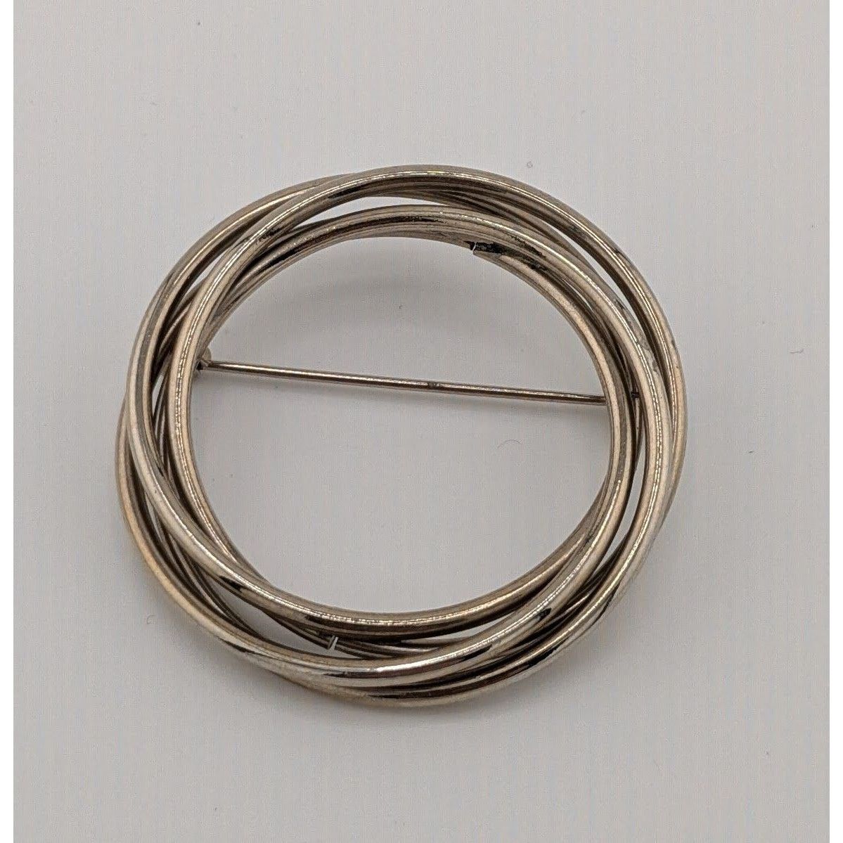 Other Vintage Layered Circular Tube Ring Silver Tone Brooch Size ONE SIZE - 5 Thumbnail