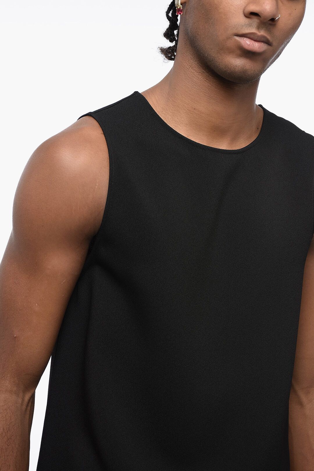 Jil Sander og1mm0625 Back Zipped Viscose Tank Top in Black Size US M / EU 48-50 / 2 - 3 Thumbnail