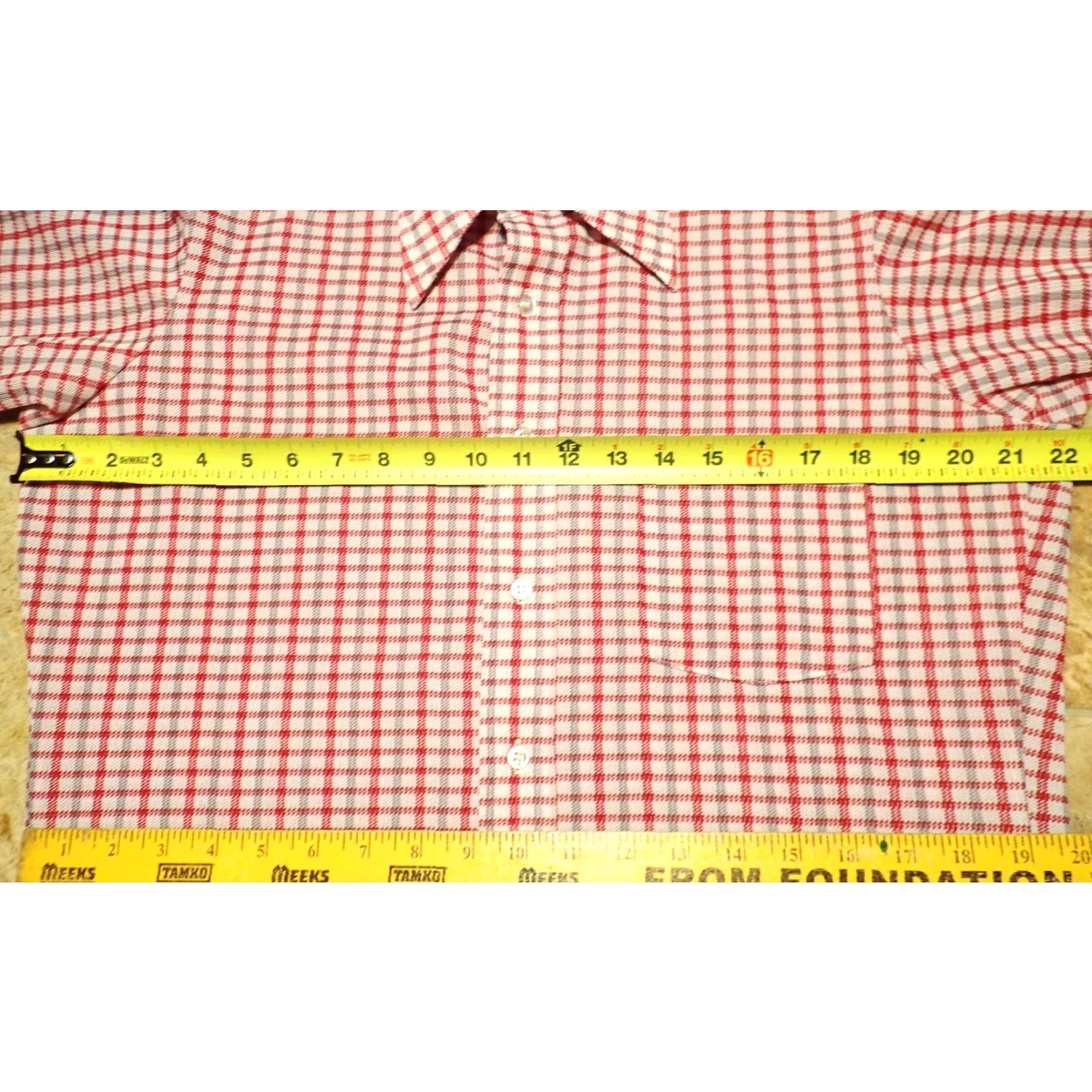 Sears VINTAGE SEARS Dagger Point Collar Disco Shirt Mens M Red White Gray Plaid Shirt Size US M / EU 48-50 / 2 - 6 Thumbnail