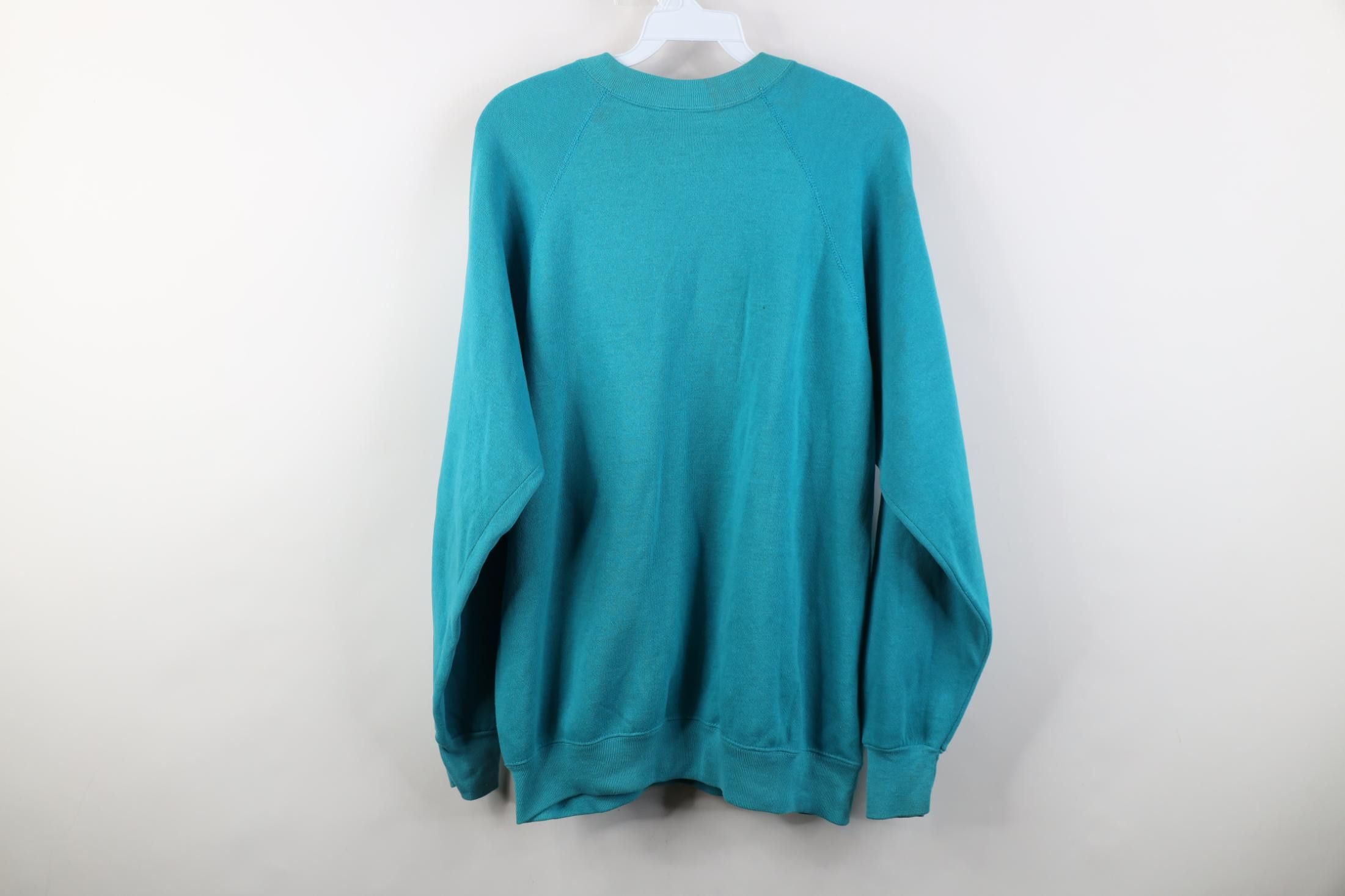 Vintage Vintage 80s NatWest USA Bank Raglan Sweatshirt Teal USA Size US L / EU 52-54 / 3 - 12 Thumbnail