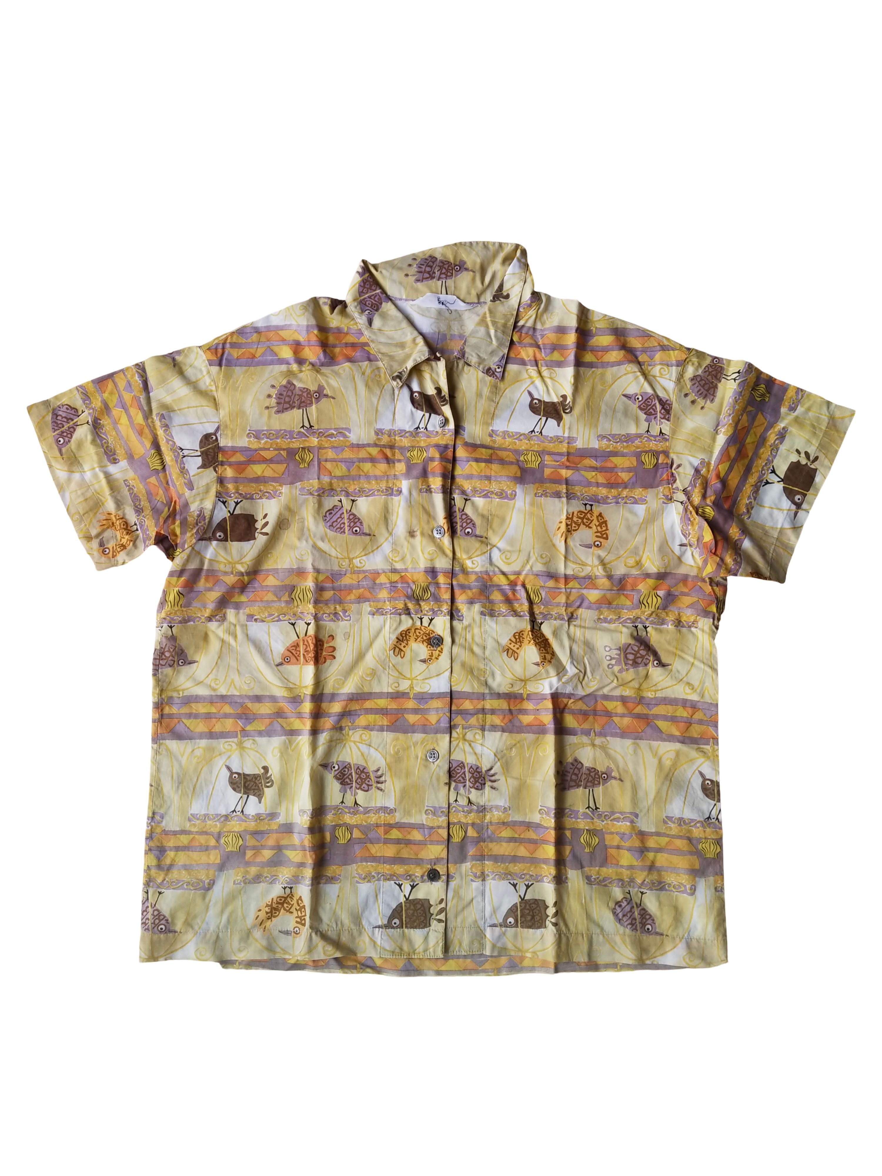 Vintage Vintage 90s Japanese Brand Artsy Bird Cage AOP Shirt Size US M / EU 48-50 / 2 - 1 Thumbnail