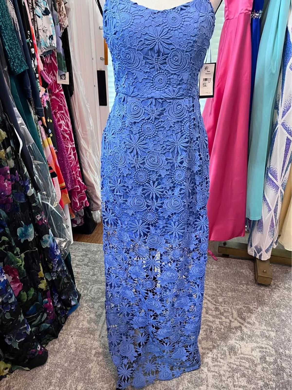 Ann Taylor Size 6 embroidered blue gown by Taylor Size L / US 10 / IT 46 - 3 Thumbnail