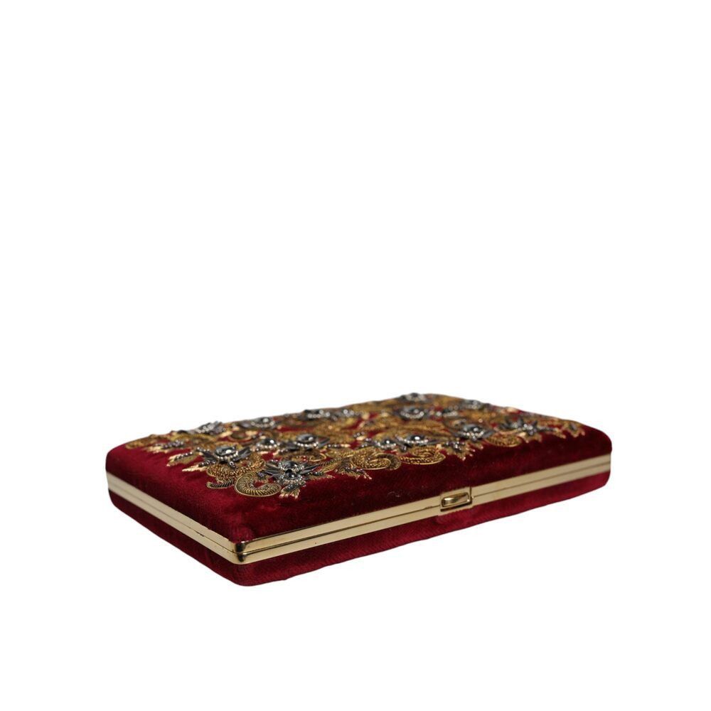 Dolce & Gabbana Dolce & Gabbana Red Velvet Gold Frame Clutch Evening Party P Size ONE SIZE - 4 Thumbnail