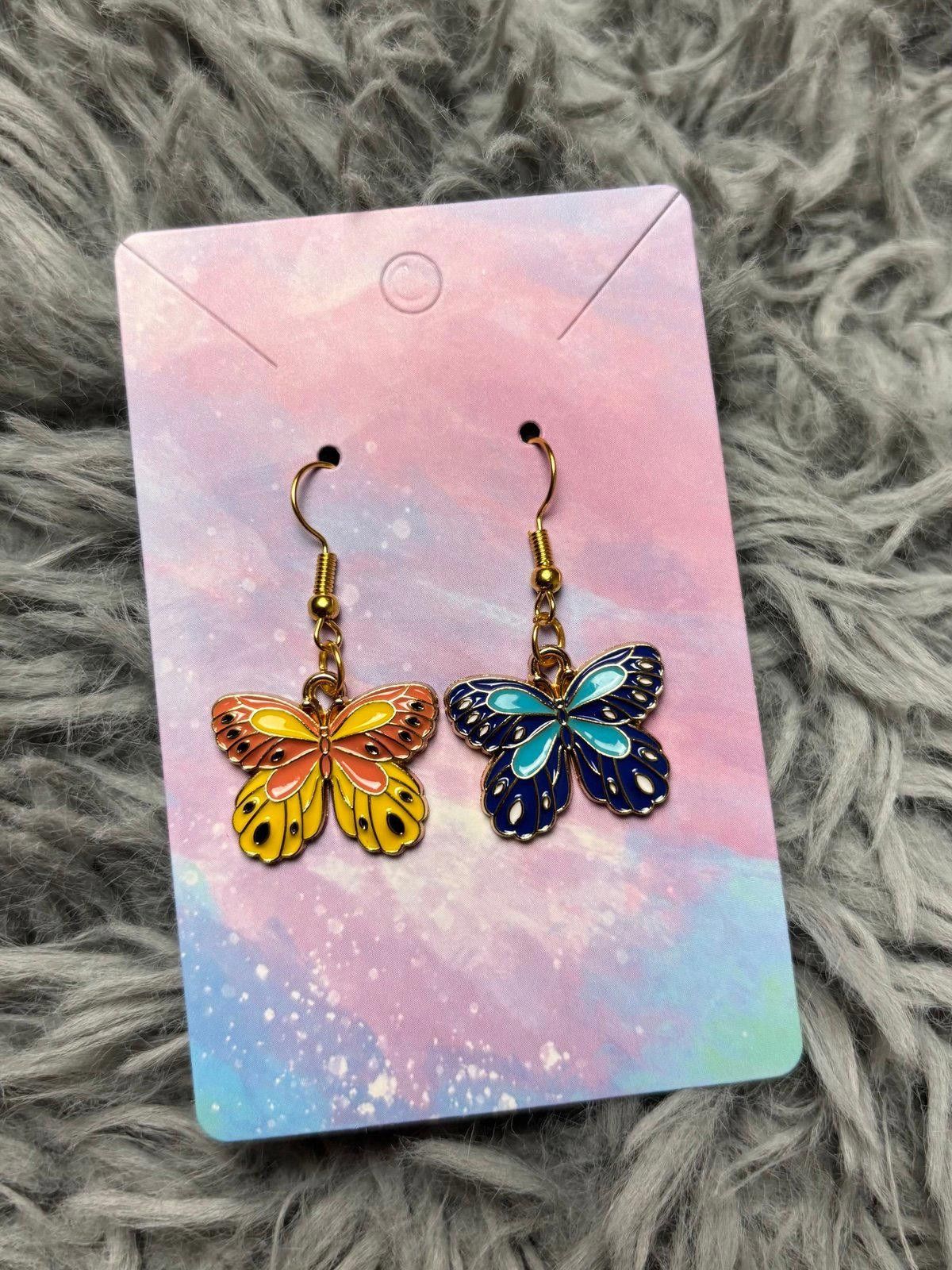 Handmade Butterfly earrings blue orange yellow white black Size ONE SIZE - 1 Preview