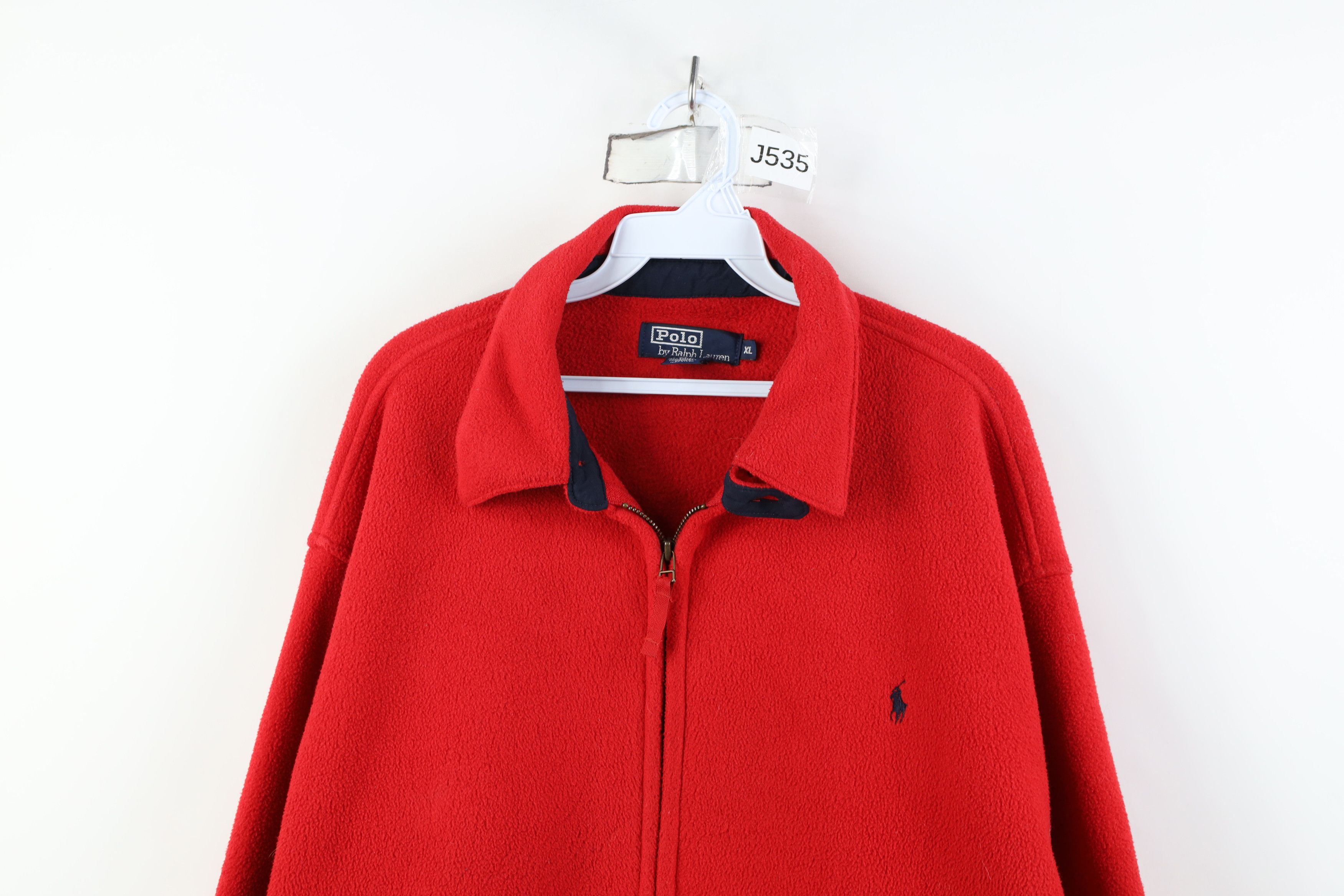 Ralph Lauren Vintage 90s Ralph Lauren Fleece Full Zip Bomber Jacket Red Size US XL / EU 56 / 4 - 2 Thumbnail