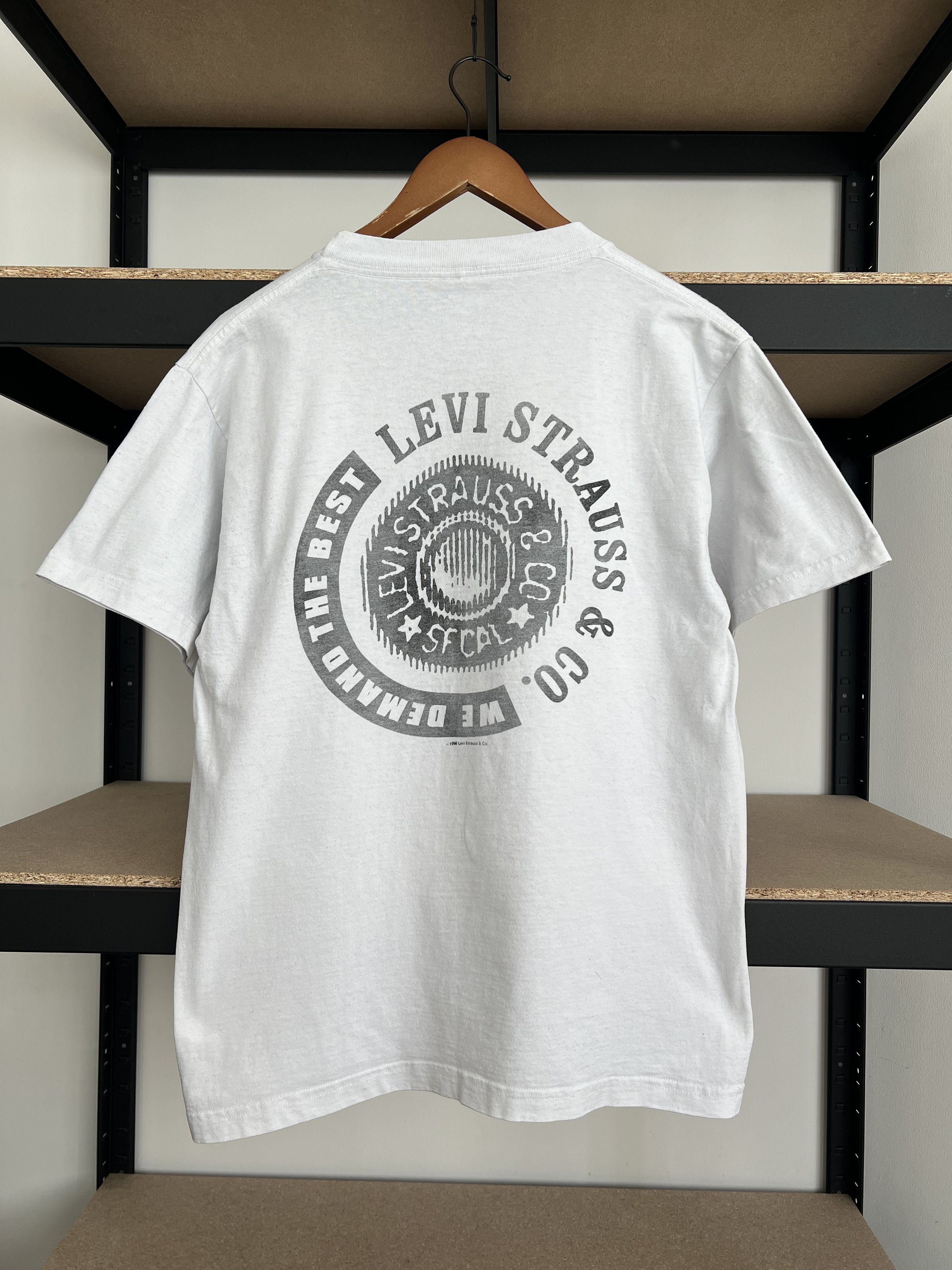 Vintage Vintage 1996 Levis Levi Strauss & Co. Made USA White T-shirt |  Grailed