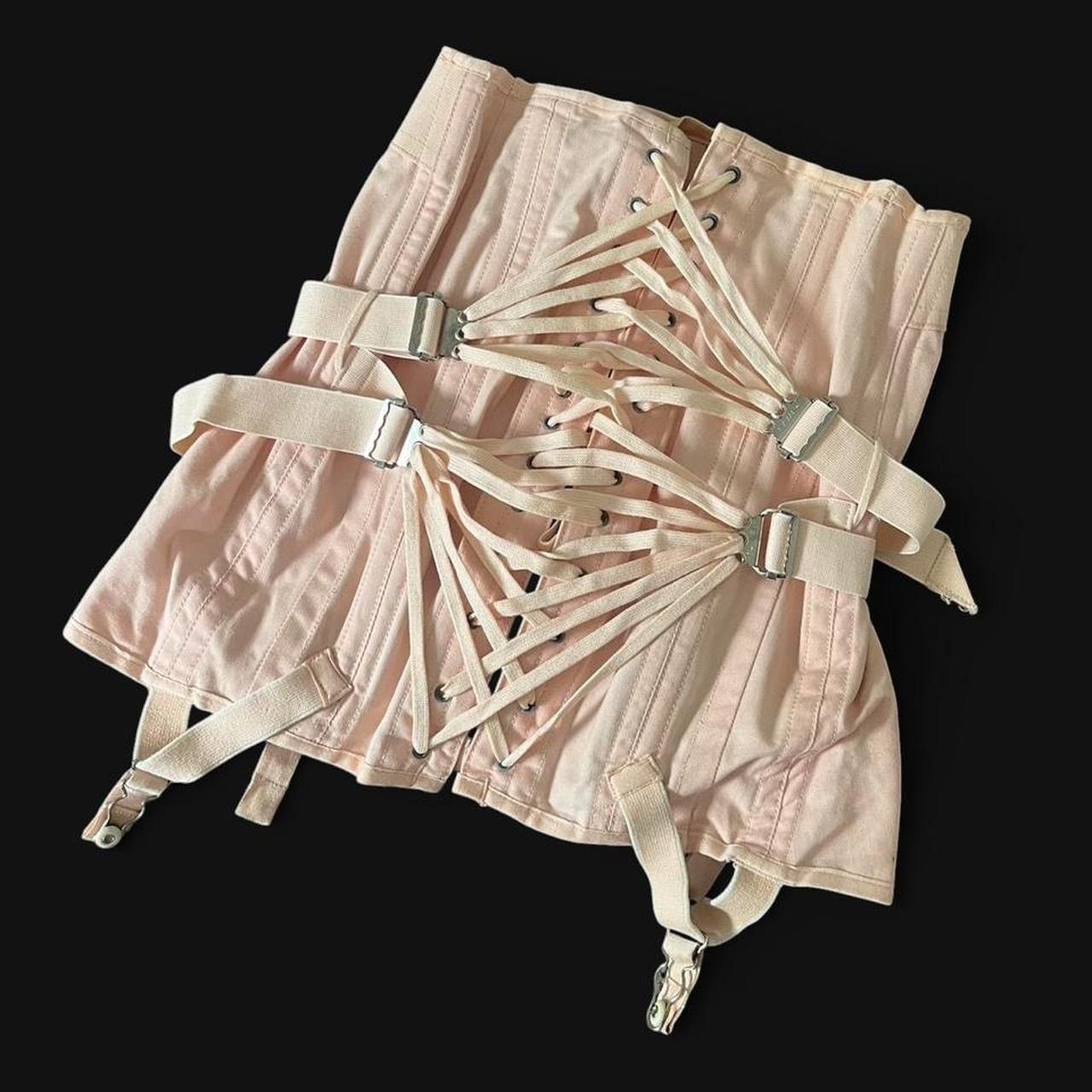Vintage TRUE VINTAGE • RARE 1940s CAMP BABY PINK SPIDERWEB CORSET Size ONE SIZE - 1 Thumbnail