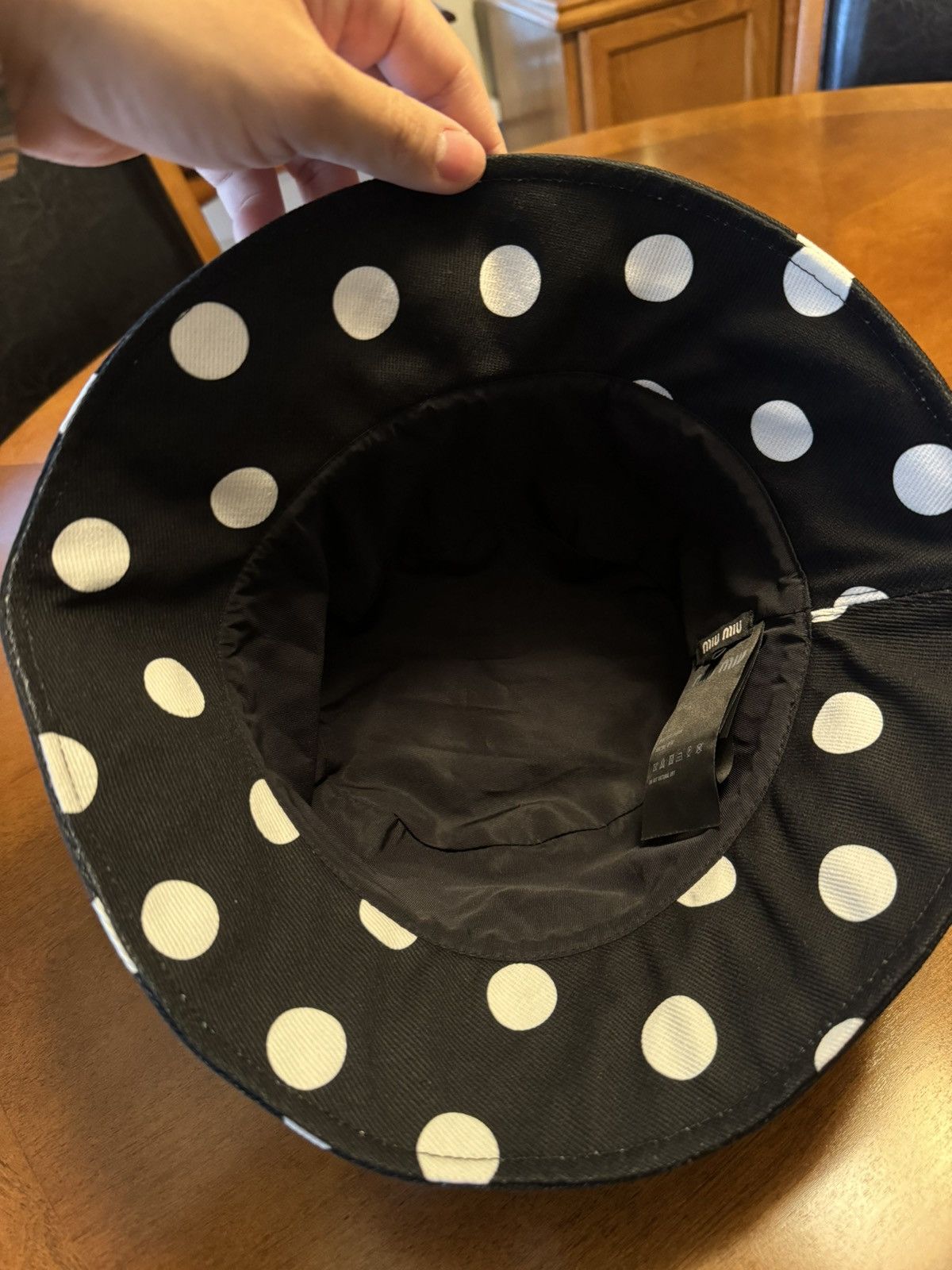 Miu Miu Black Polka Dot Classic Bucket Hat Size ONE SIZE - 6 Thumbnail