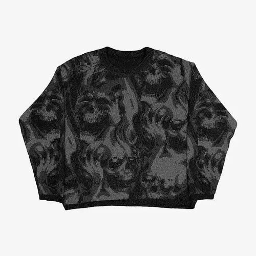 Japanese Brand Retro Men Streetwear Sweater Demon Painting Size US M / EU 48-50 / 2 - 1 Thumbnail