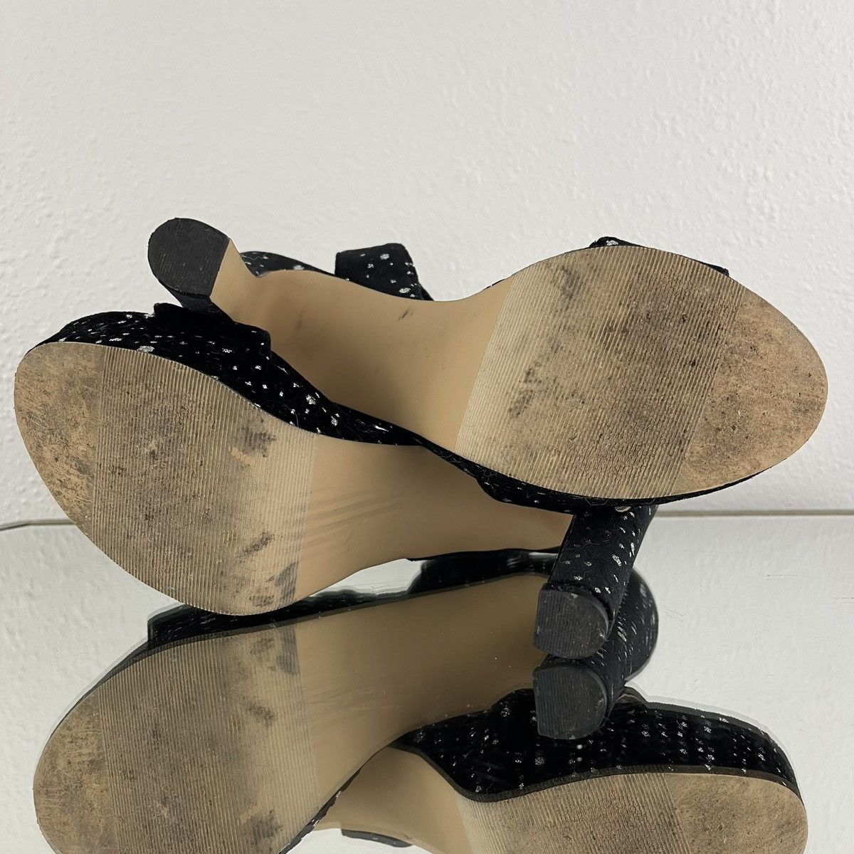 Other MADDEN GIRL Black Velvet Glitter Dot Rolloo Platform Heels Size US 8 / IT 38 - 11 Thumbnail