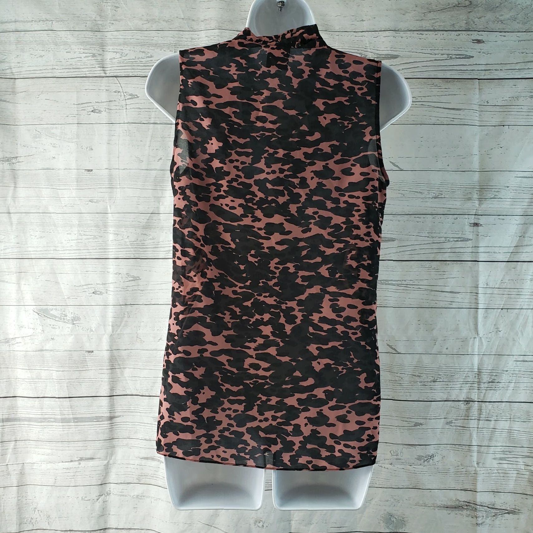 Vintage CAbi 3075 Blouse Womens XS Black Pink Sleeveless Neck Tie 9 to 5 Shirt Chiffon Polyester VINTAGE No Size XS / US 0-2 / IT 36-38 - 3 Thumbnail