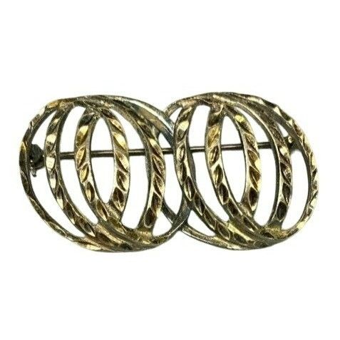Other Vintage 925 Sterling Silver Double Circle Wreath Brooch Pin Size ONE SIZE - 1 Thumbnail
