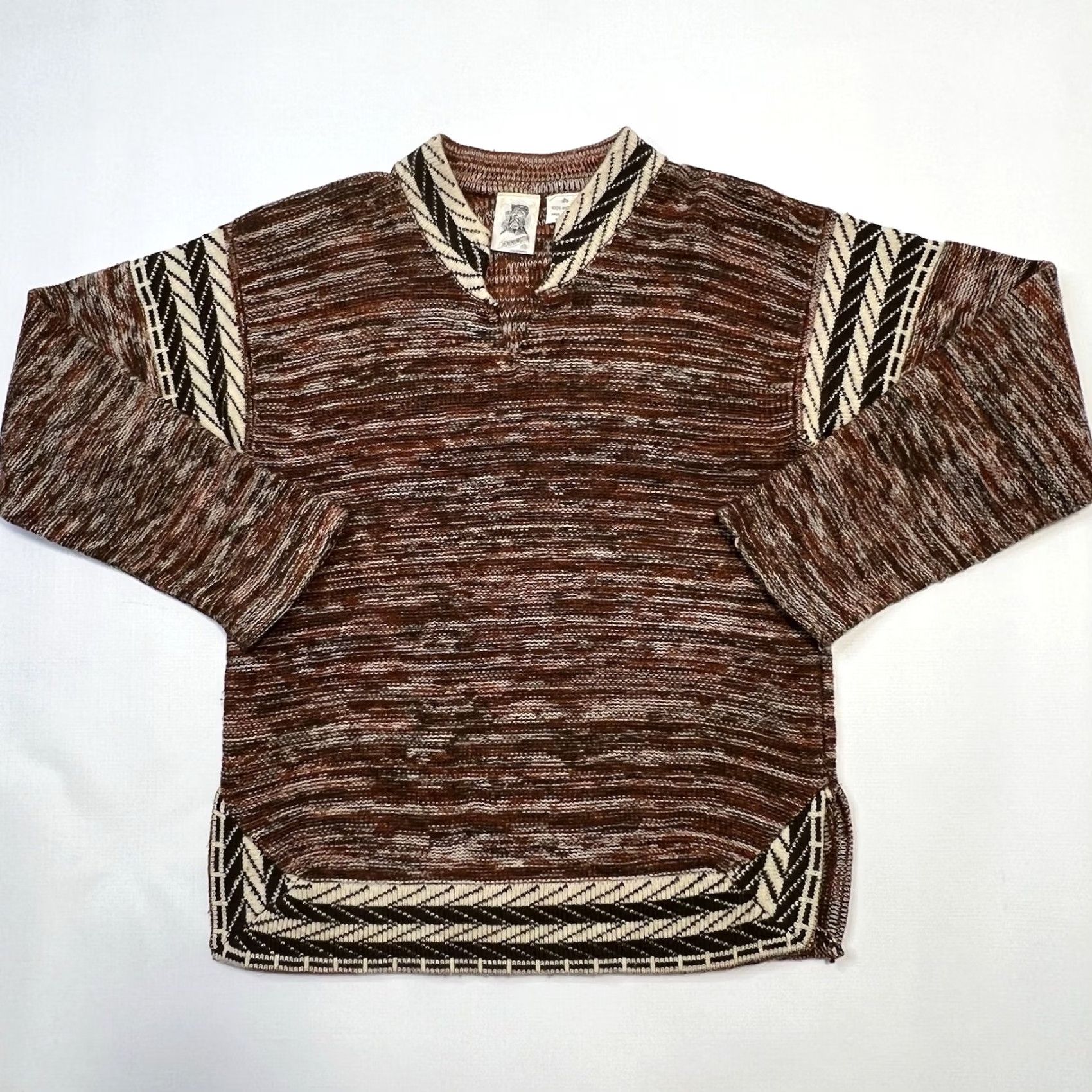 Vintage VINTAGE Kennington Sweater Womens Small Brown Cream Acrylic Pullover Aztec 80s Size S / US 4 / IT 40 - 4 Thumbnail